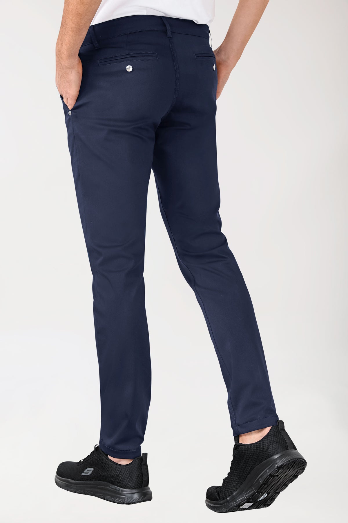Stretch broek heren - chino style navy, Achterzijde view 