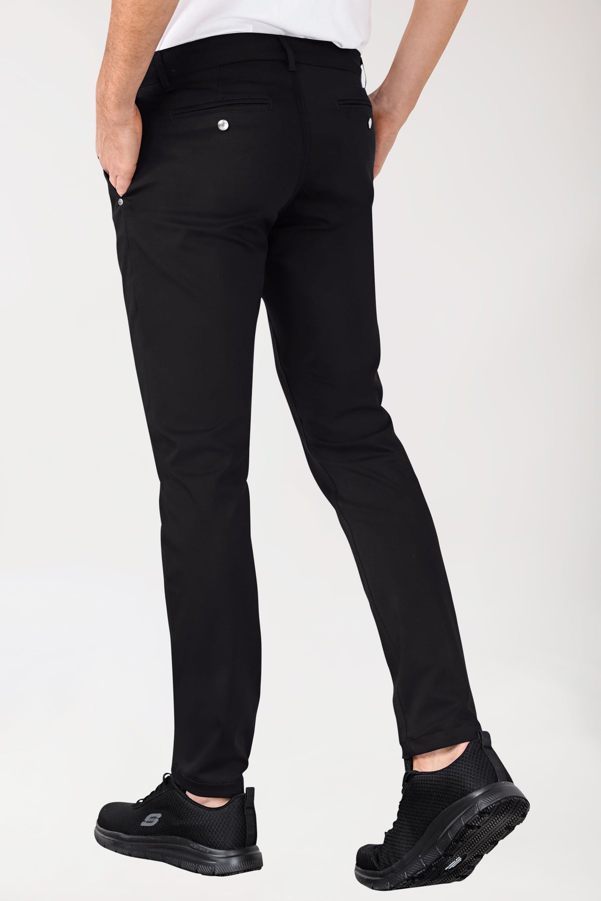 Stretch broek heren - chino style zwart, Achterzijde view 