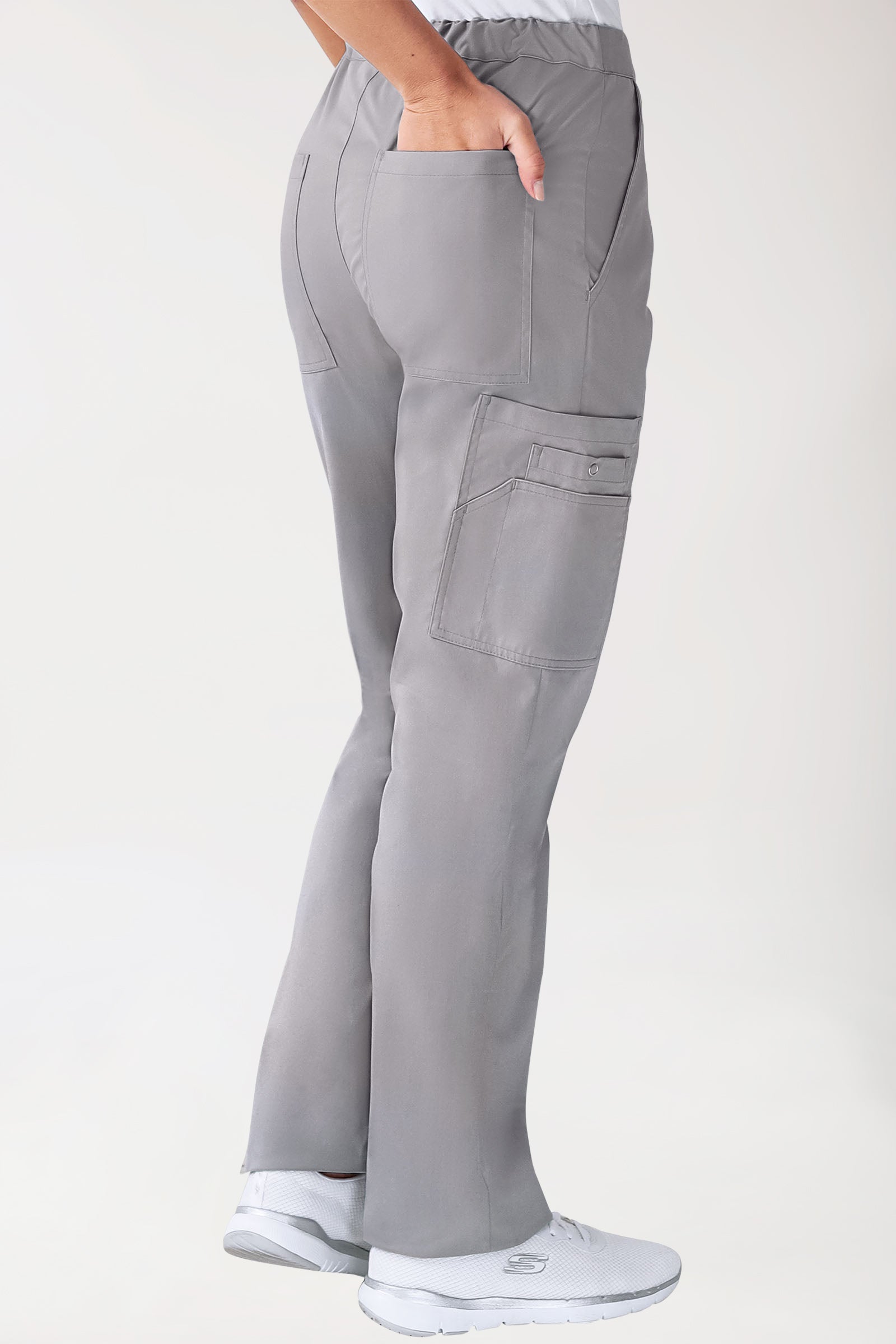 CLINIC STRETCH broek uniseks - met beenzak grijs, Achterzijde view 