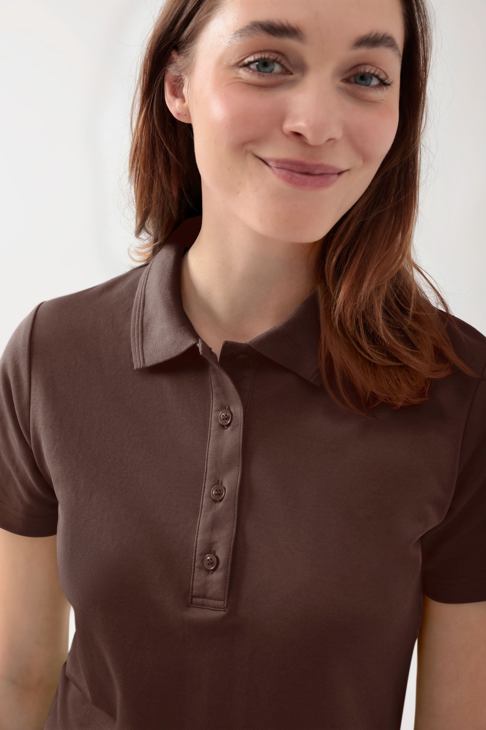 COMFY FLEX stretch shirt dames - polokraag coffee