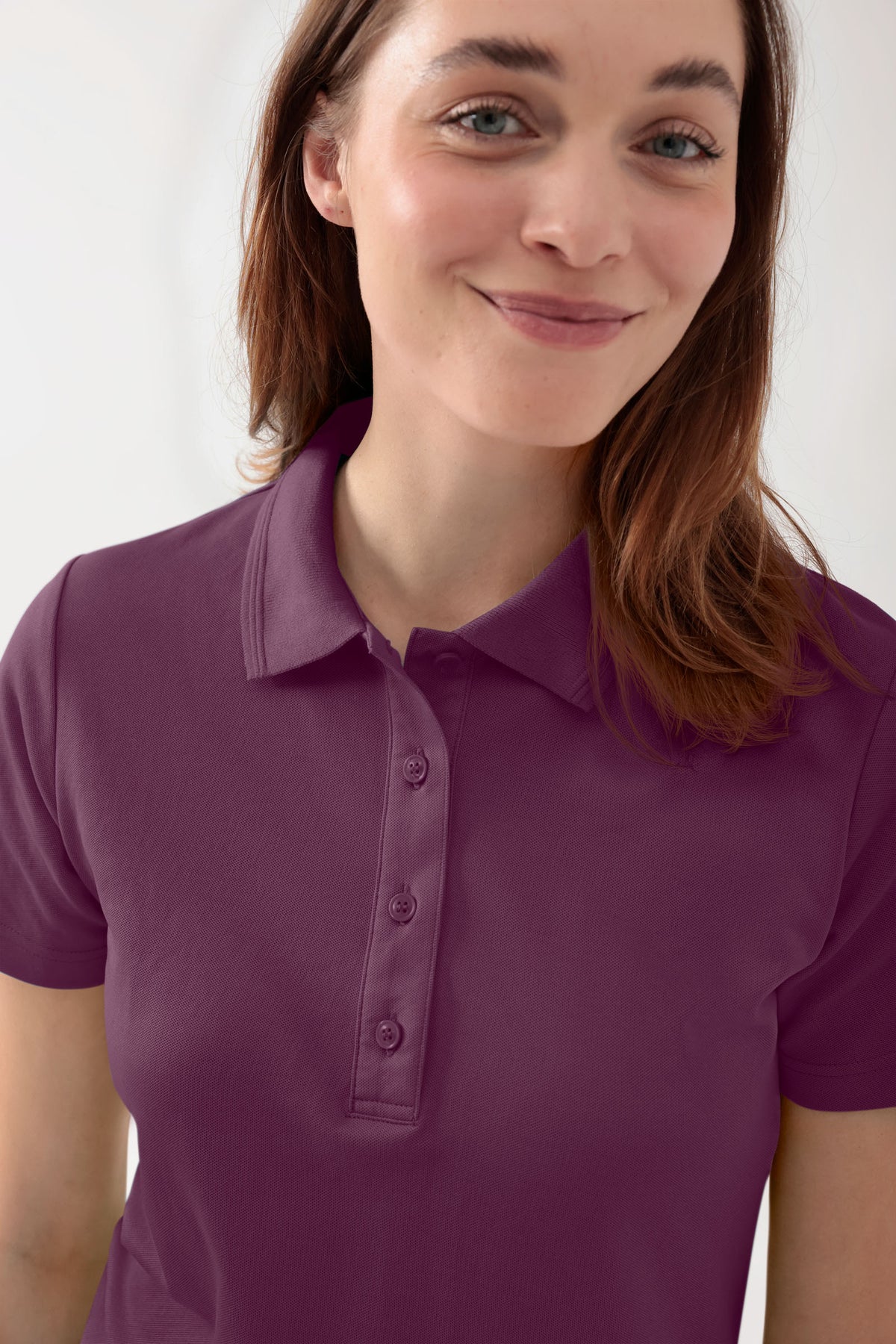 COMFY FLEX stretch shirt dames - polokraag pruimen