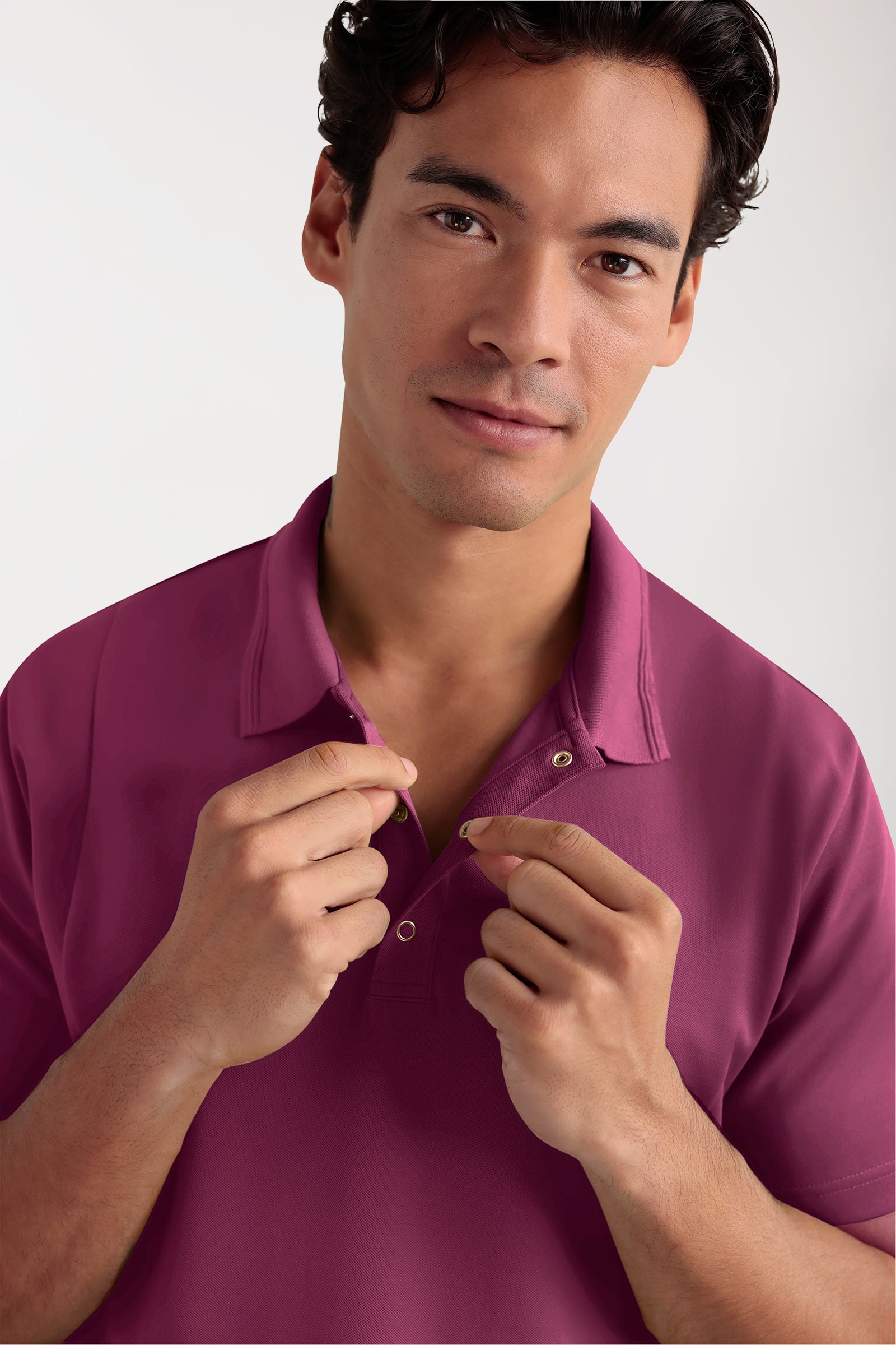 COMFY FLEX Stretch oversteektuniek heren - polokraag berry