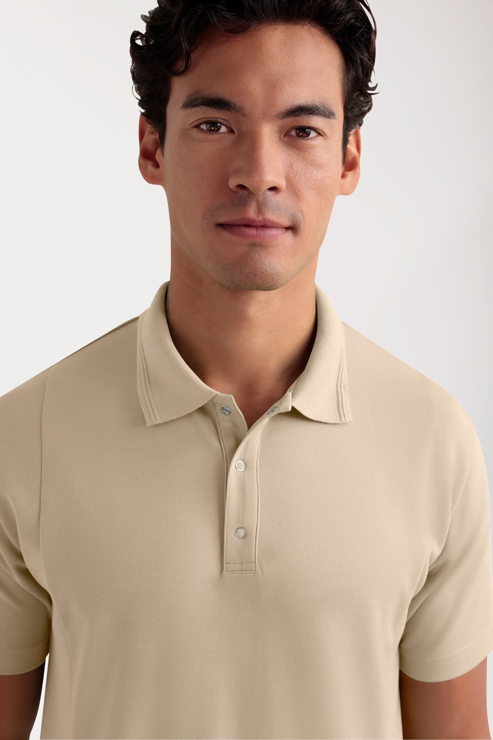 COMFY FLEX Stretch oversteektuniek heren - polokraag zand