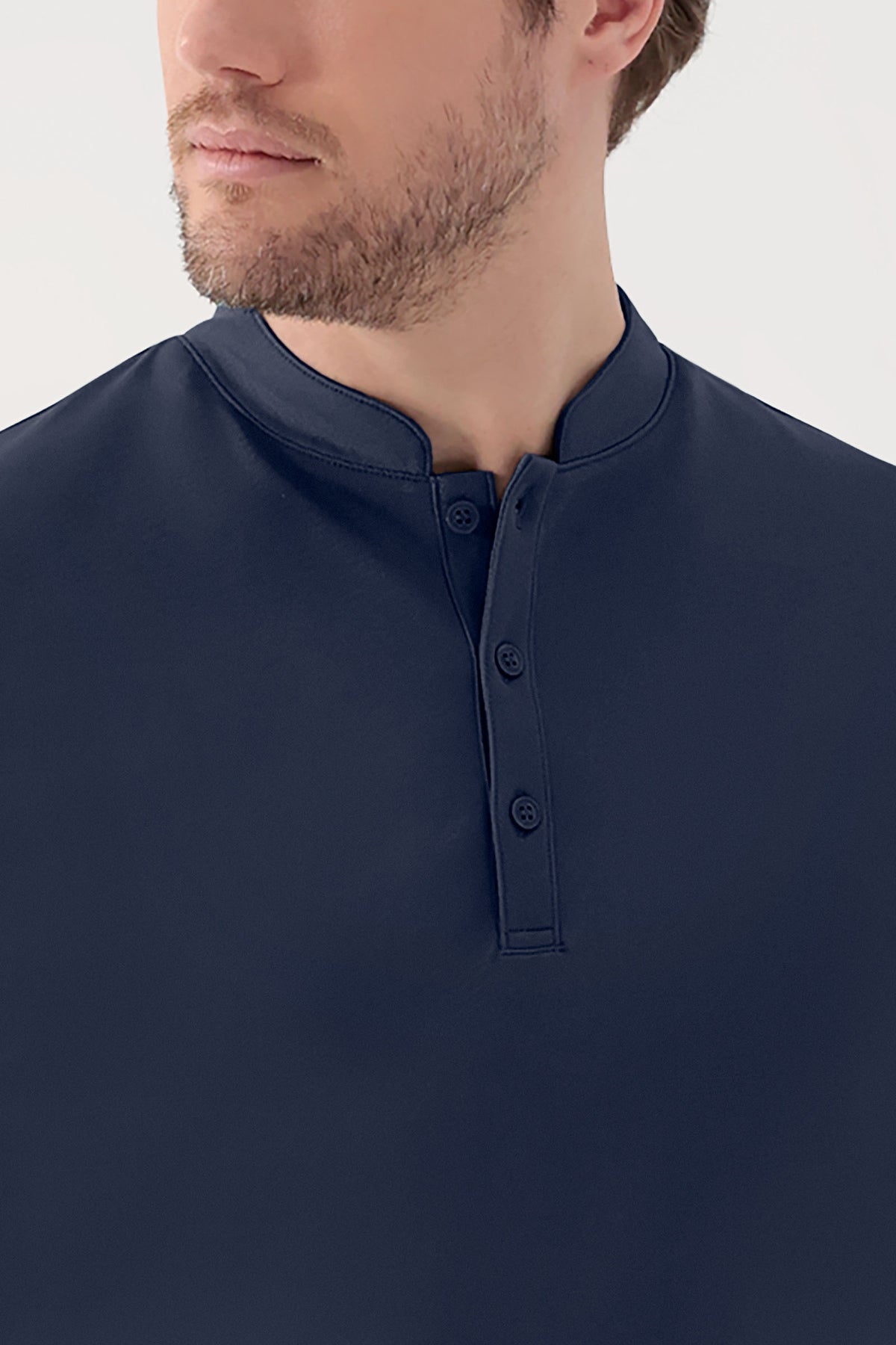 COMFY FLEX stretch shirt heren - opstaande kraag navy