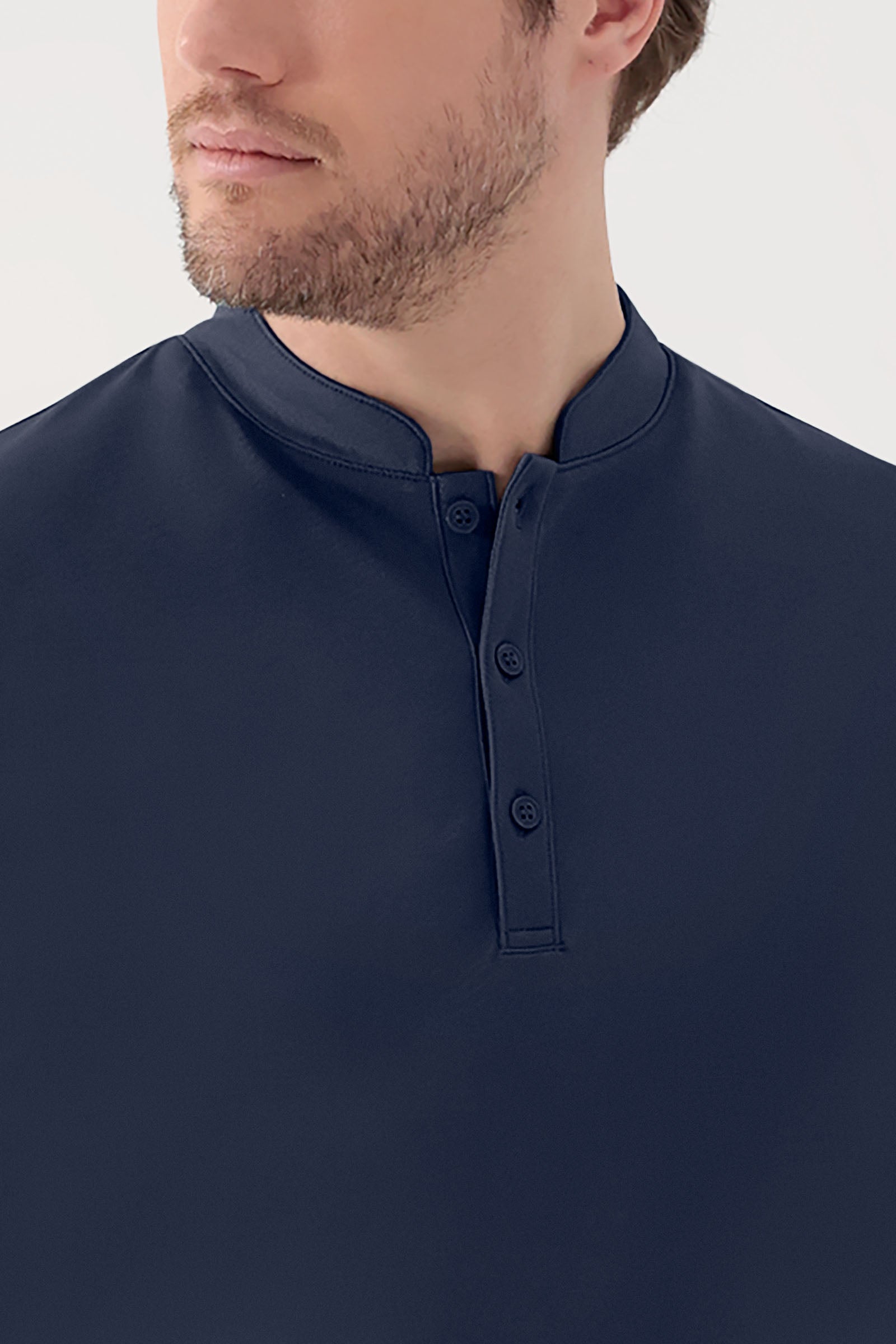 COMFY FLEX stretch shirt heren - opstaande kraag navy