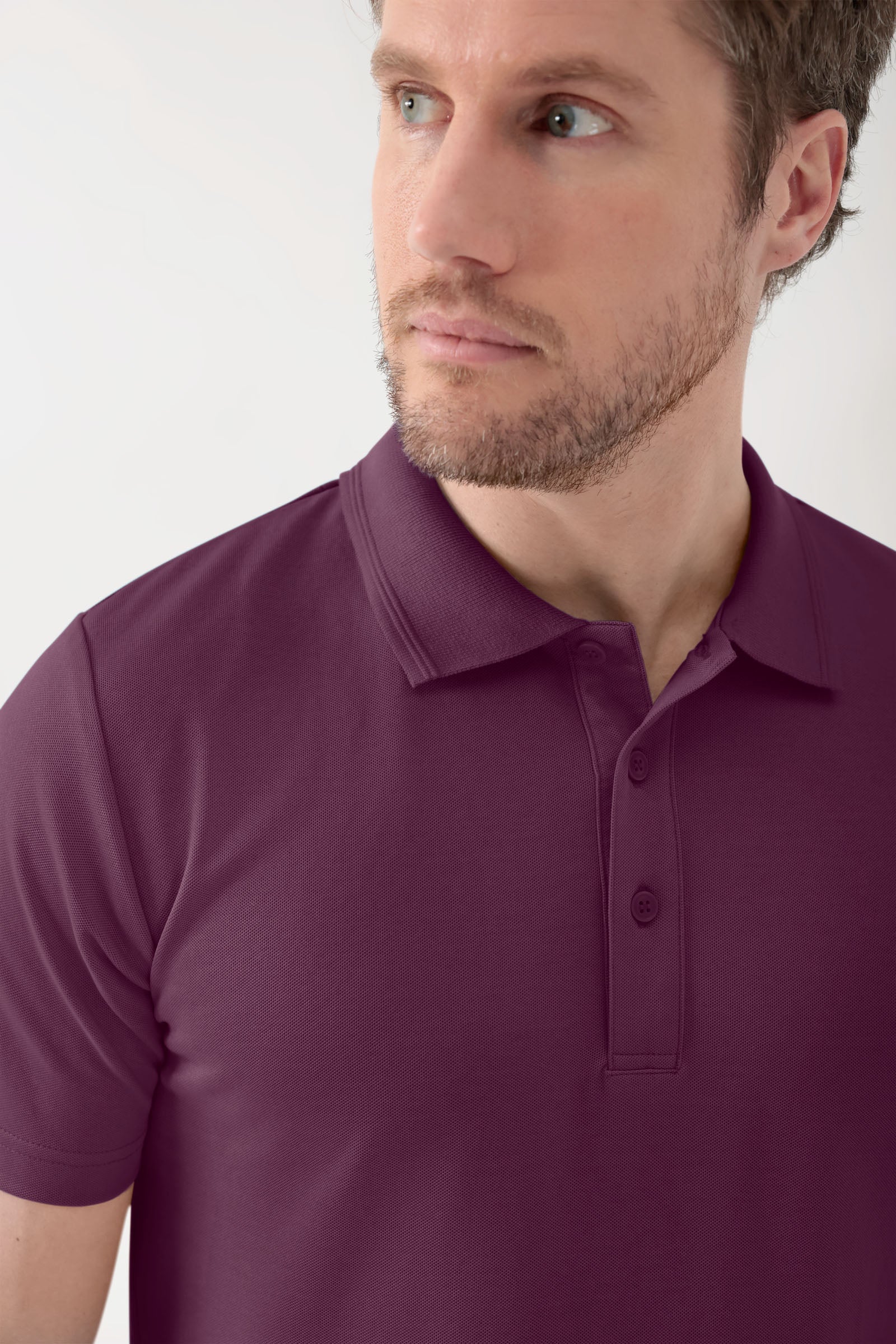 COMFY FLEX stretch shirt heren - polokraag pruimen