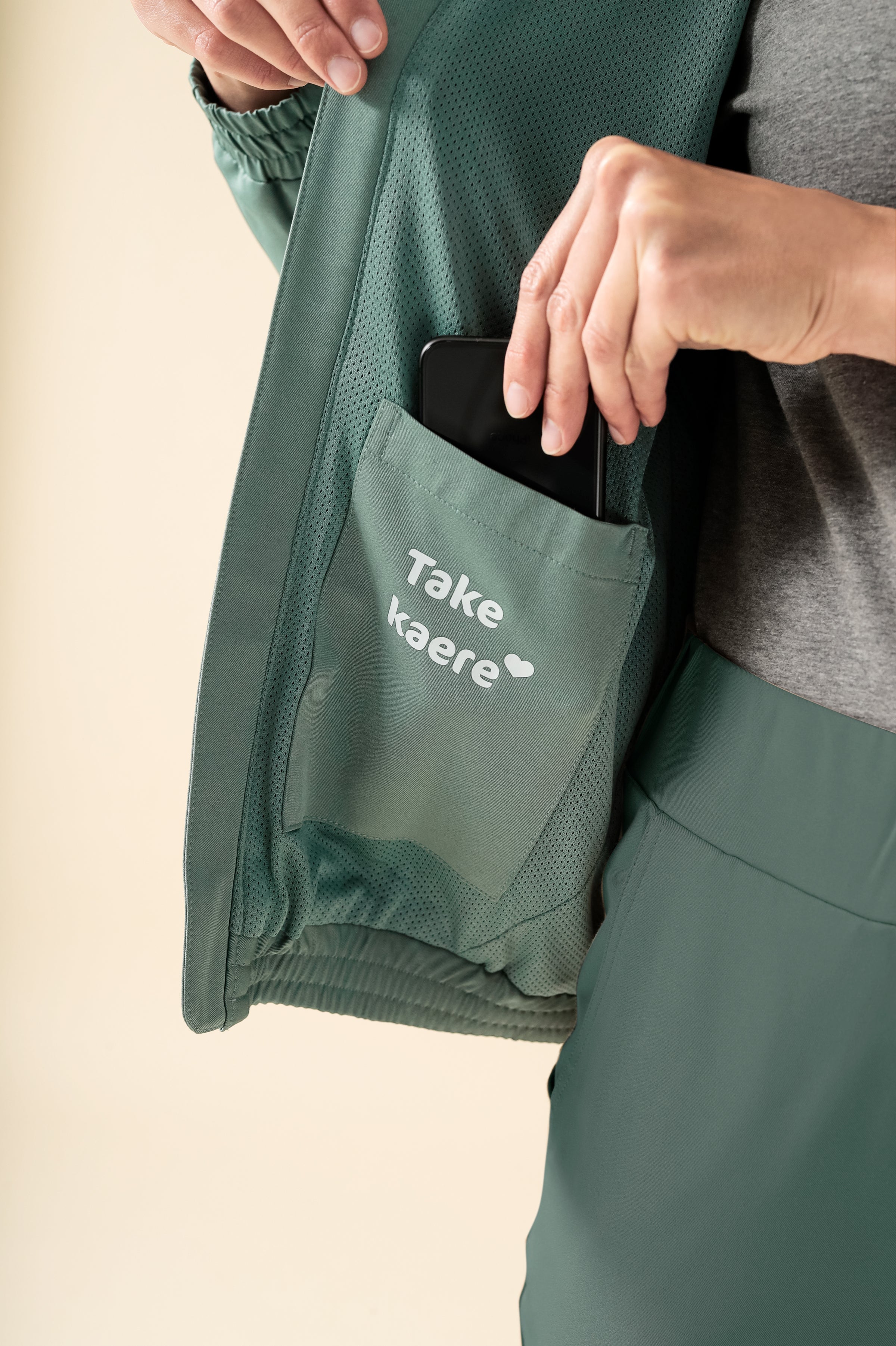 KAERE blouson dames - met elastische manchetten donkergroen