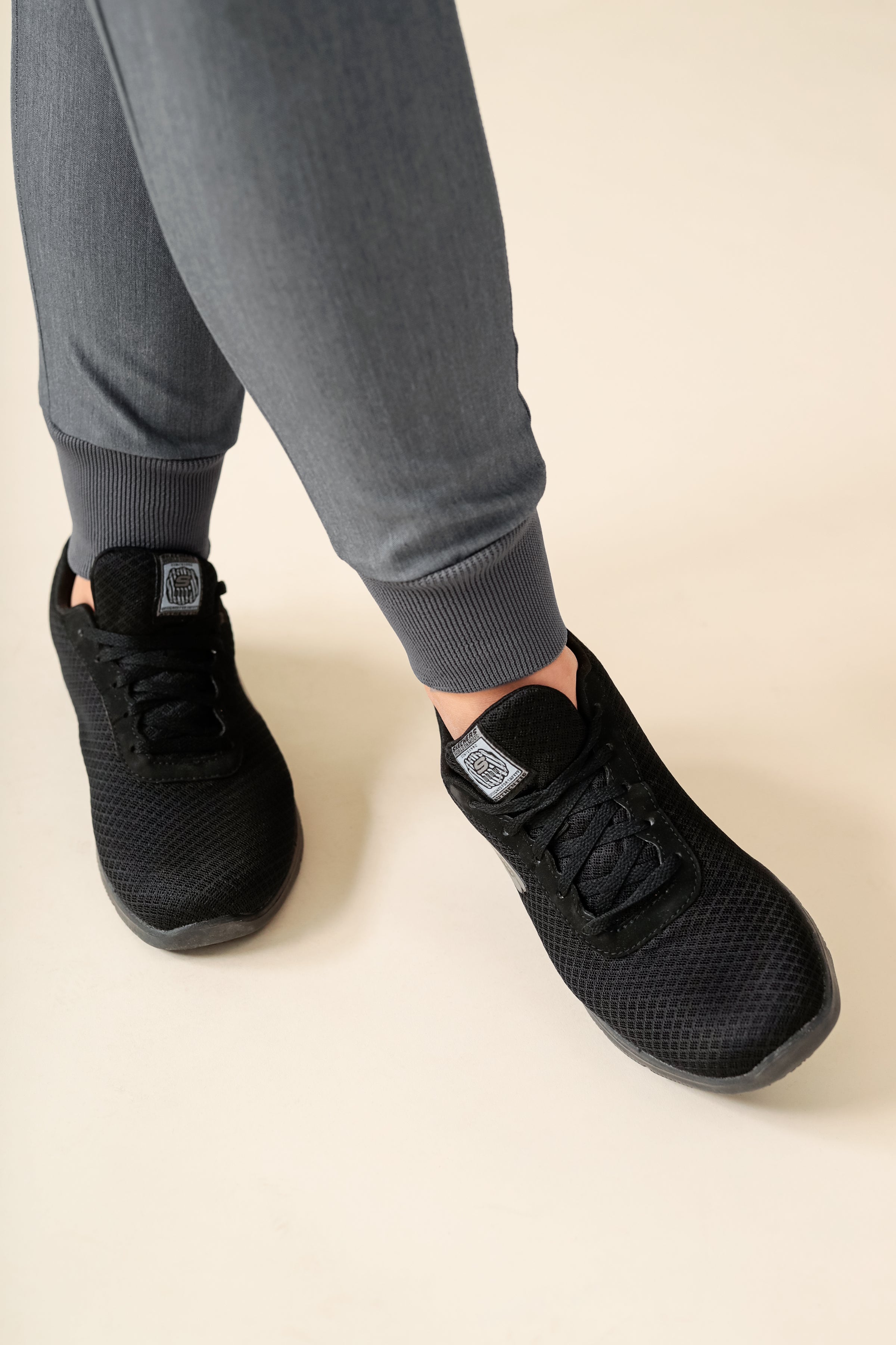 KAERE broek dames - zoom met elastische boord korte maat zonder beenzak grijs melange