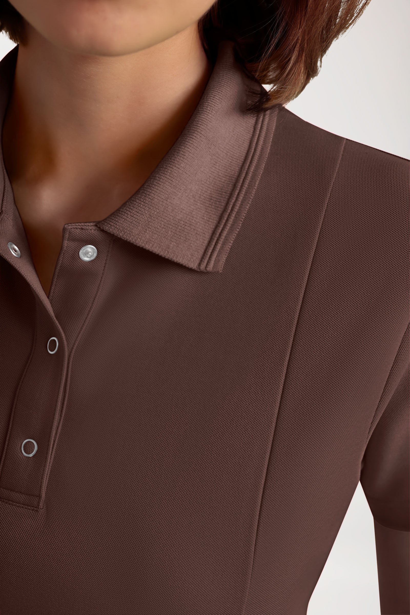 COMFY FLEX Stretch oversteektuniek dames - polokraag coffee