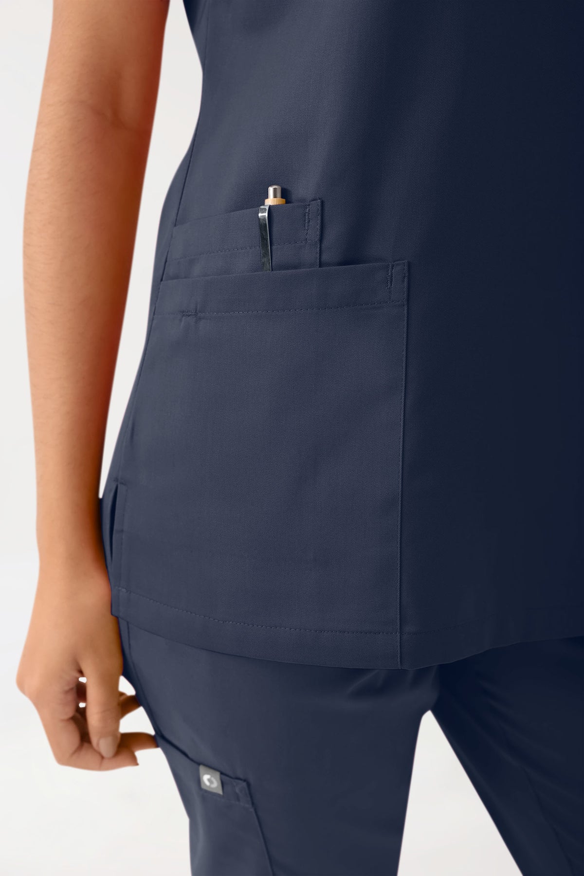 GREEN Stretch oversteektuniek dames - V-hals navy