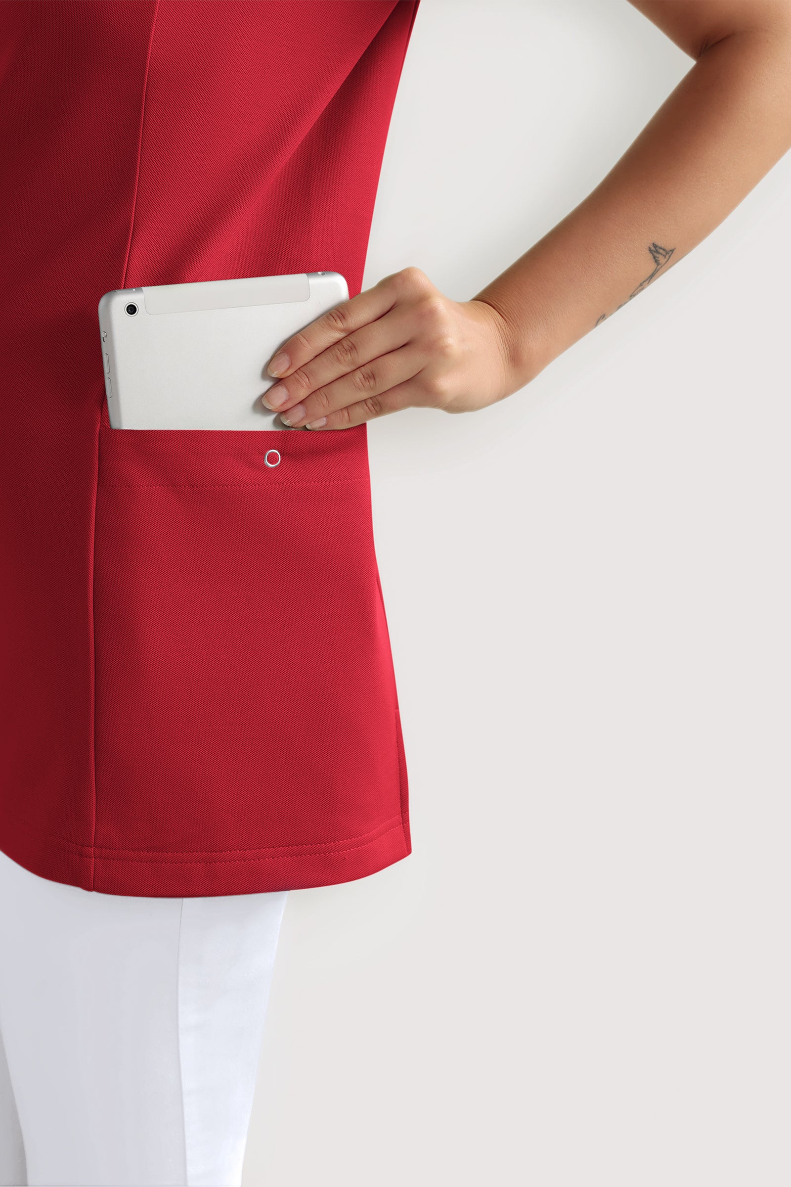 COMFY FLEX stretch oversteektuniek dames - hartvormige hals rood