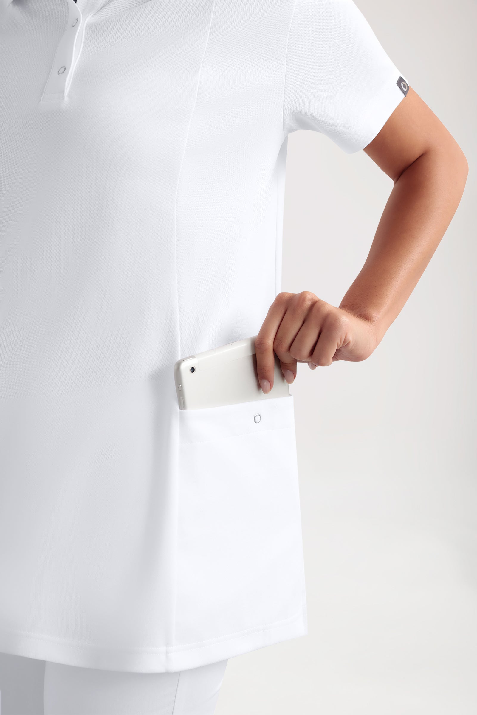 COMFY FLEX Stretch oversteektuniek dames - polokraag wit