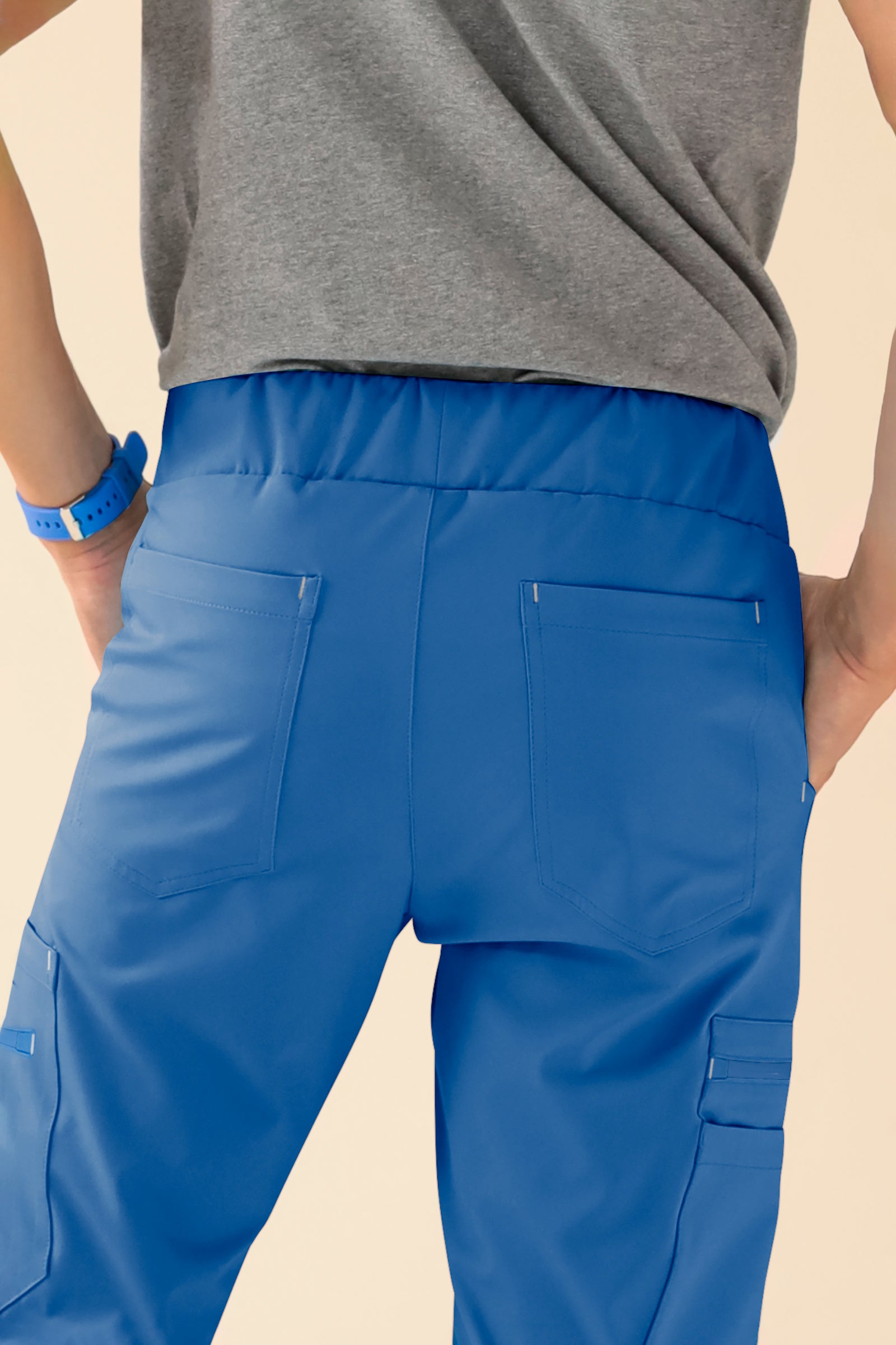 KAERE broek heren - zoom met elastische boord korte maat met beenzak blauw
