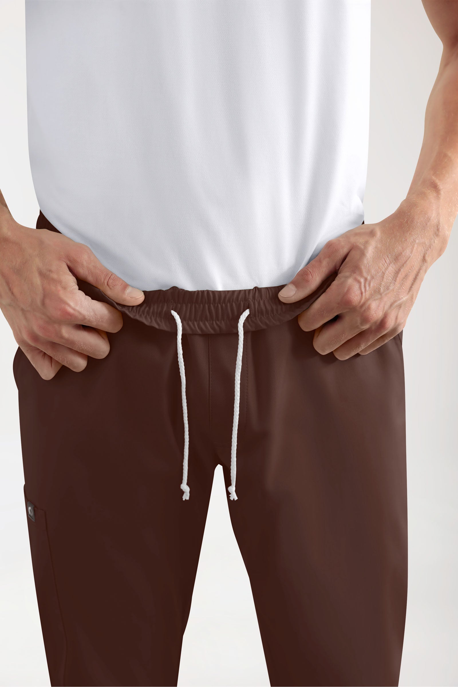 GREEN Stretch broek heren - joggingbroek style coffee