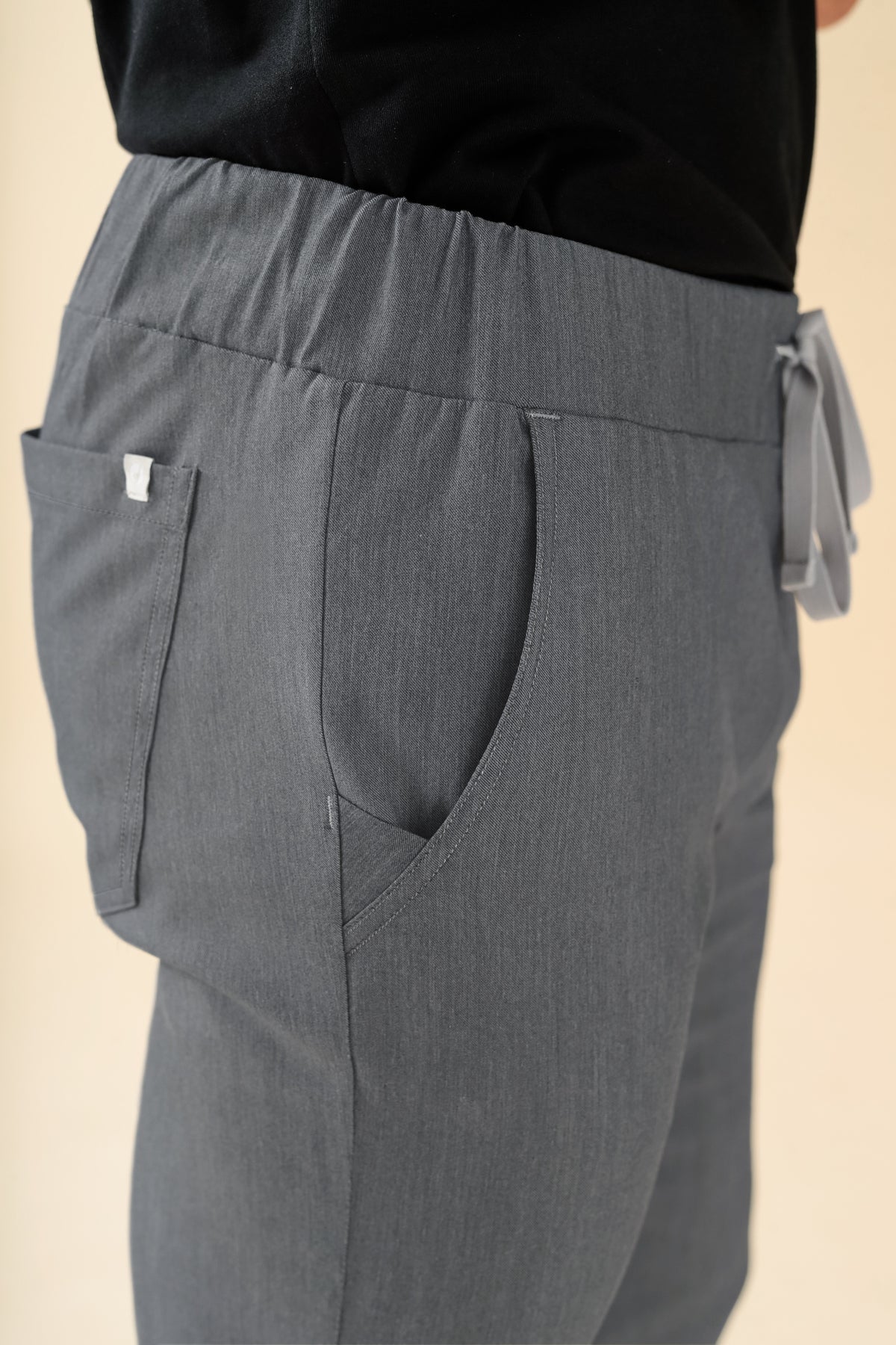 KAERE broek heren - zoom met elastische boord zonder beenzak grijs melange