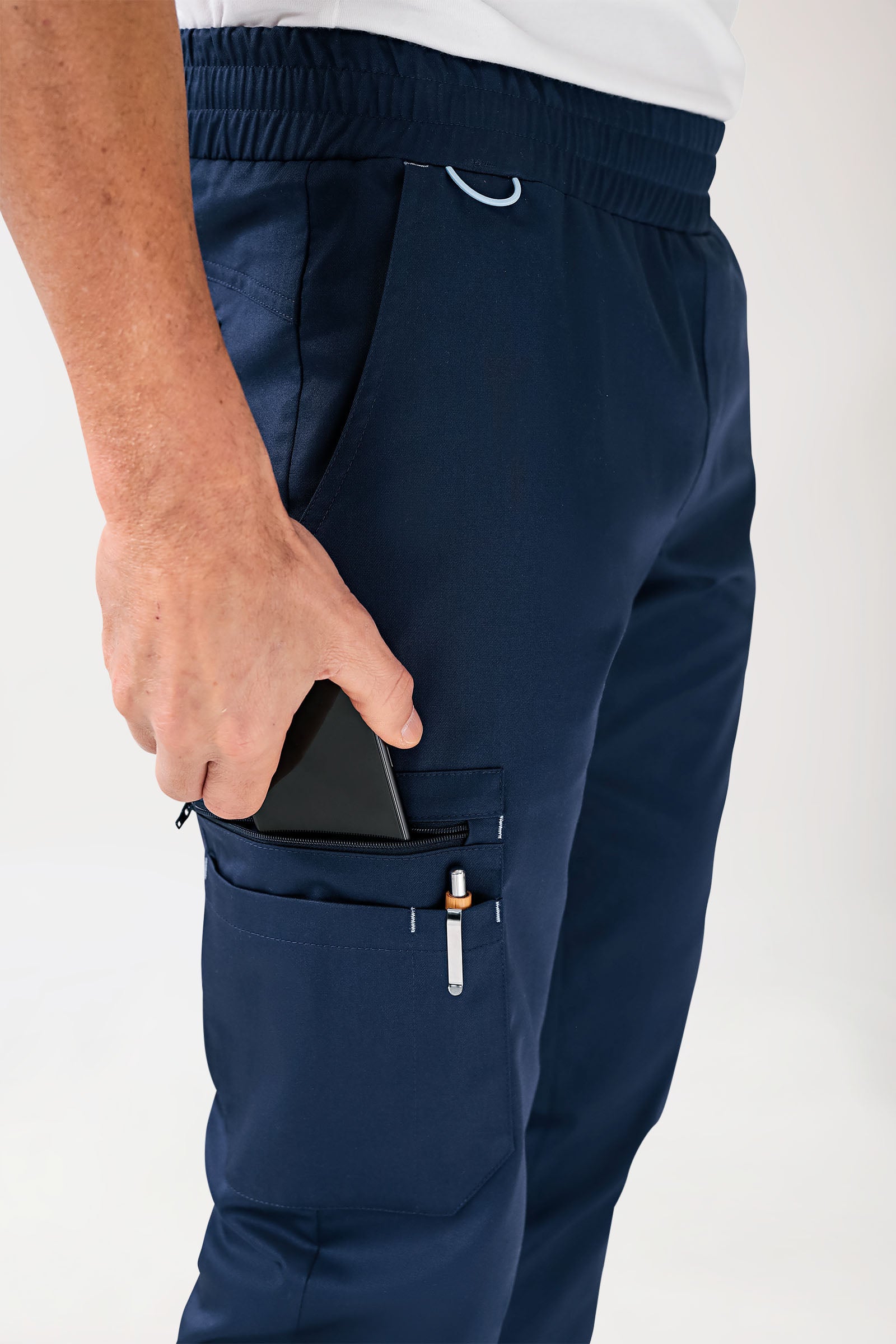 CLINIC STRETCH broek heren - zoom met elastische boord navy/hemelsblauw