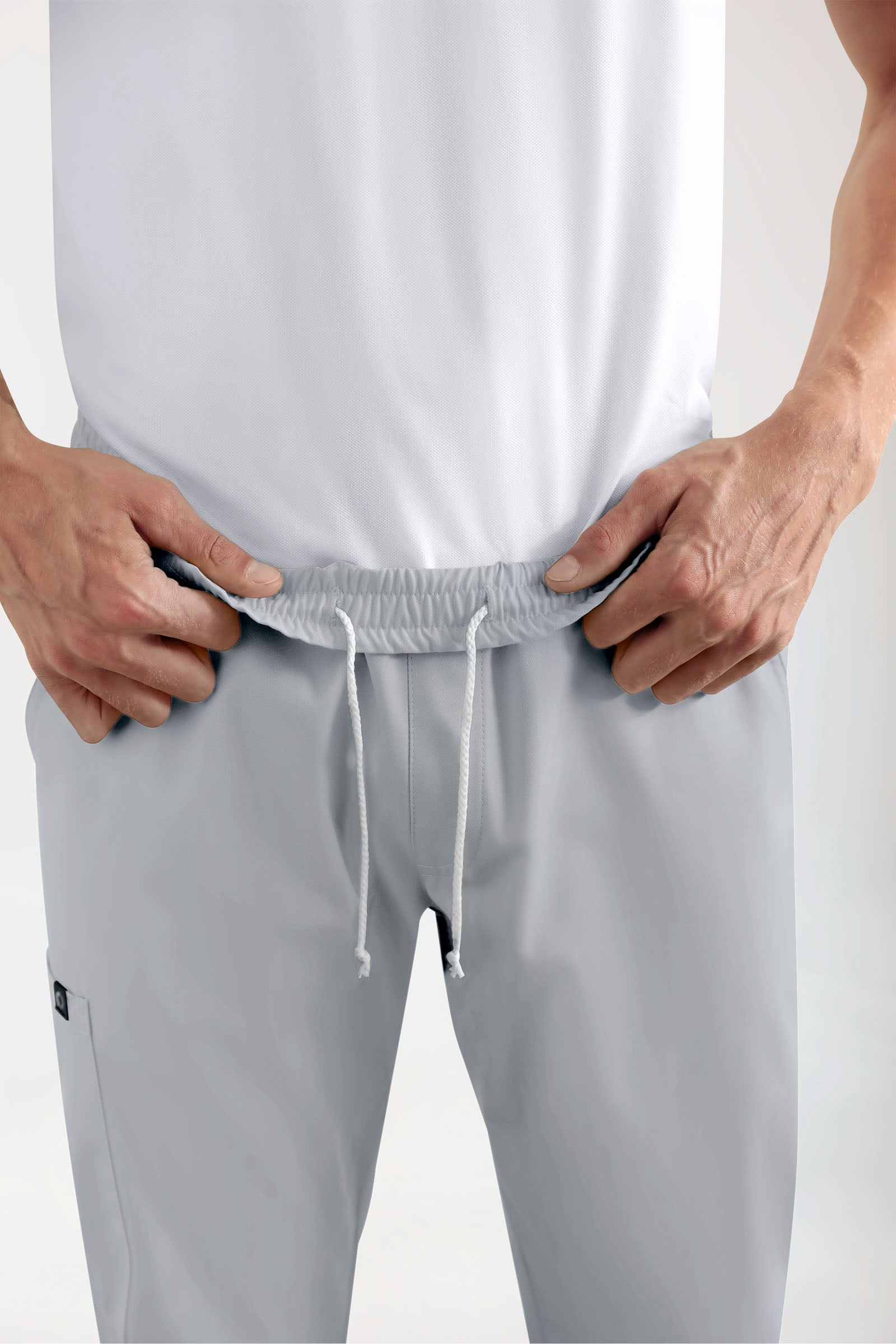 GREEN Stretch broek heren - joggingbroek style parelgrijs