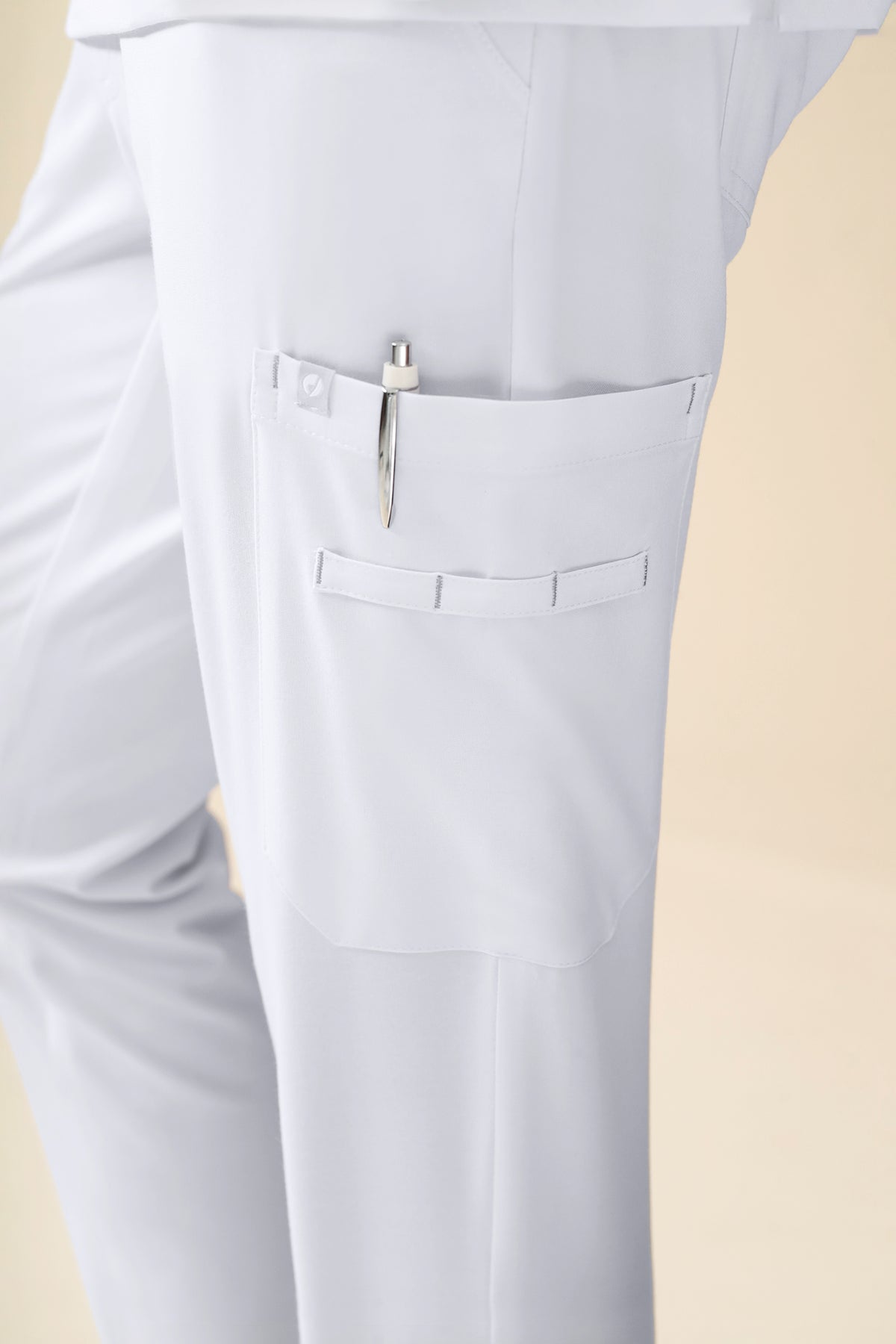 KAERE broek heren - zoom met elastische boord en beenzak wit