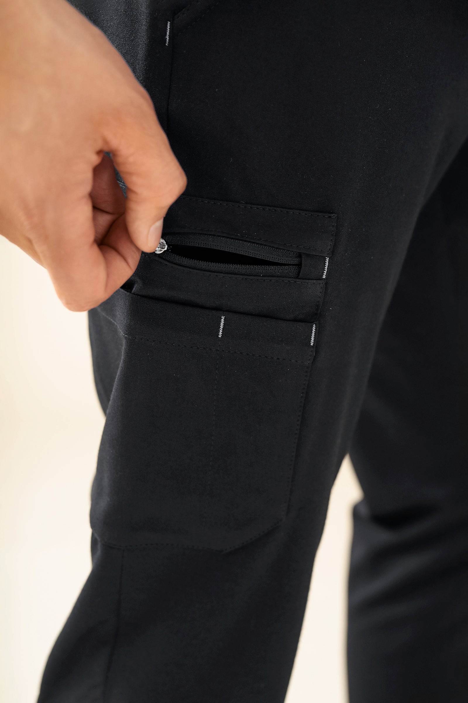 KAERE broek heren - zoom met elastische boord en beenzak zwart