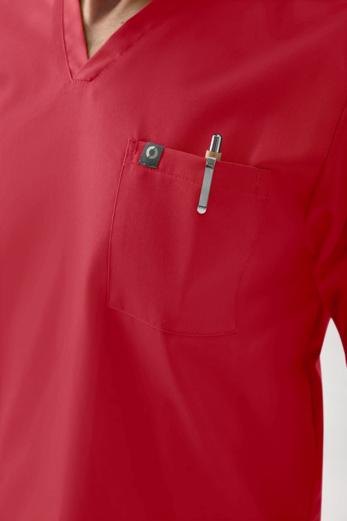 GREEN Stretch oversteektuniek heren - V-hals rood