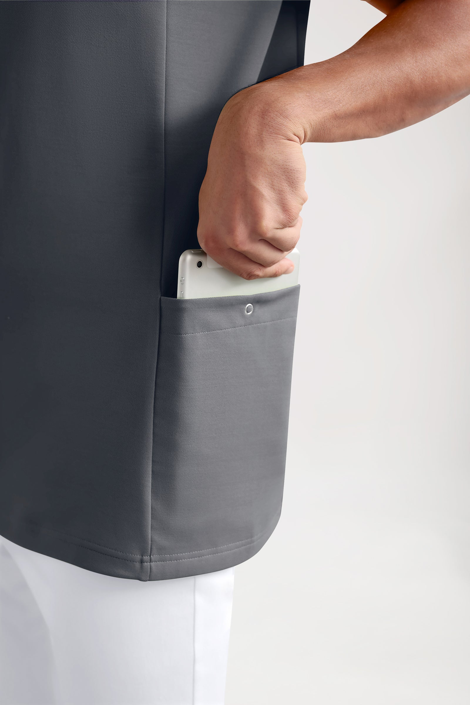 COMFY FLEX Stretch oversteektuniek heren - polokraag steengrijs