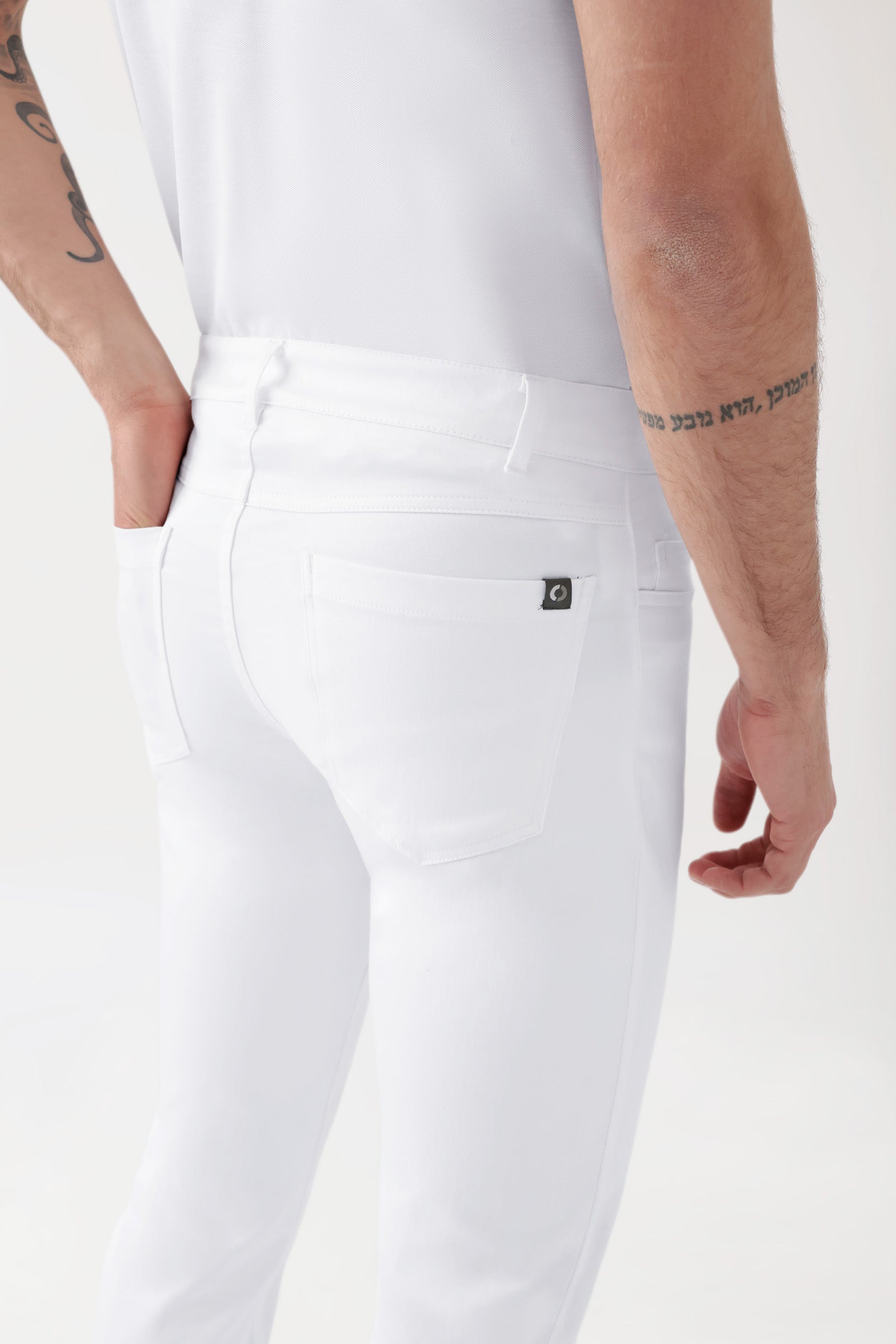 COMFY FLEX 5-pocket broek heren - slanke pijp wit