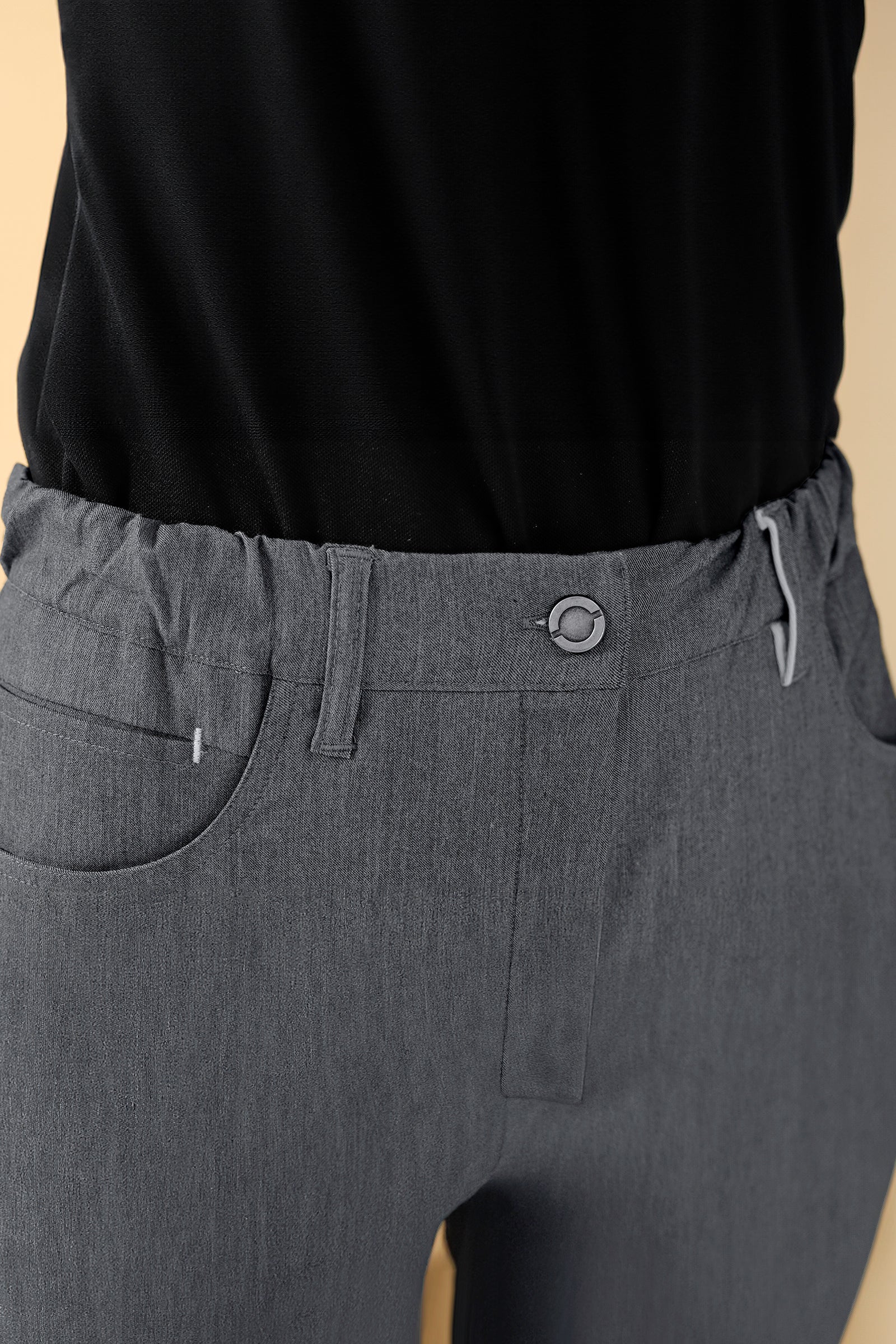 KAERE Damesbroek - 5-pocket donkergrijs melange