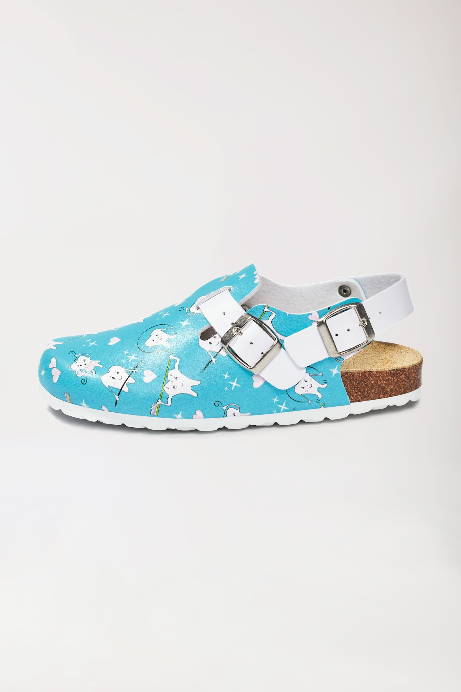 Dames muil turquoise/wit