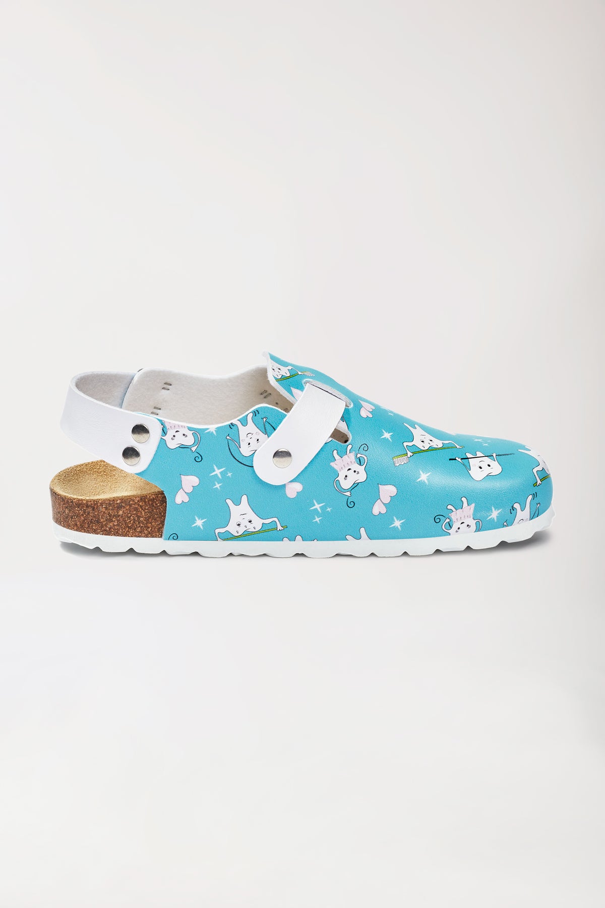 Dames muil turquoise/wit