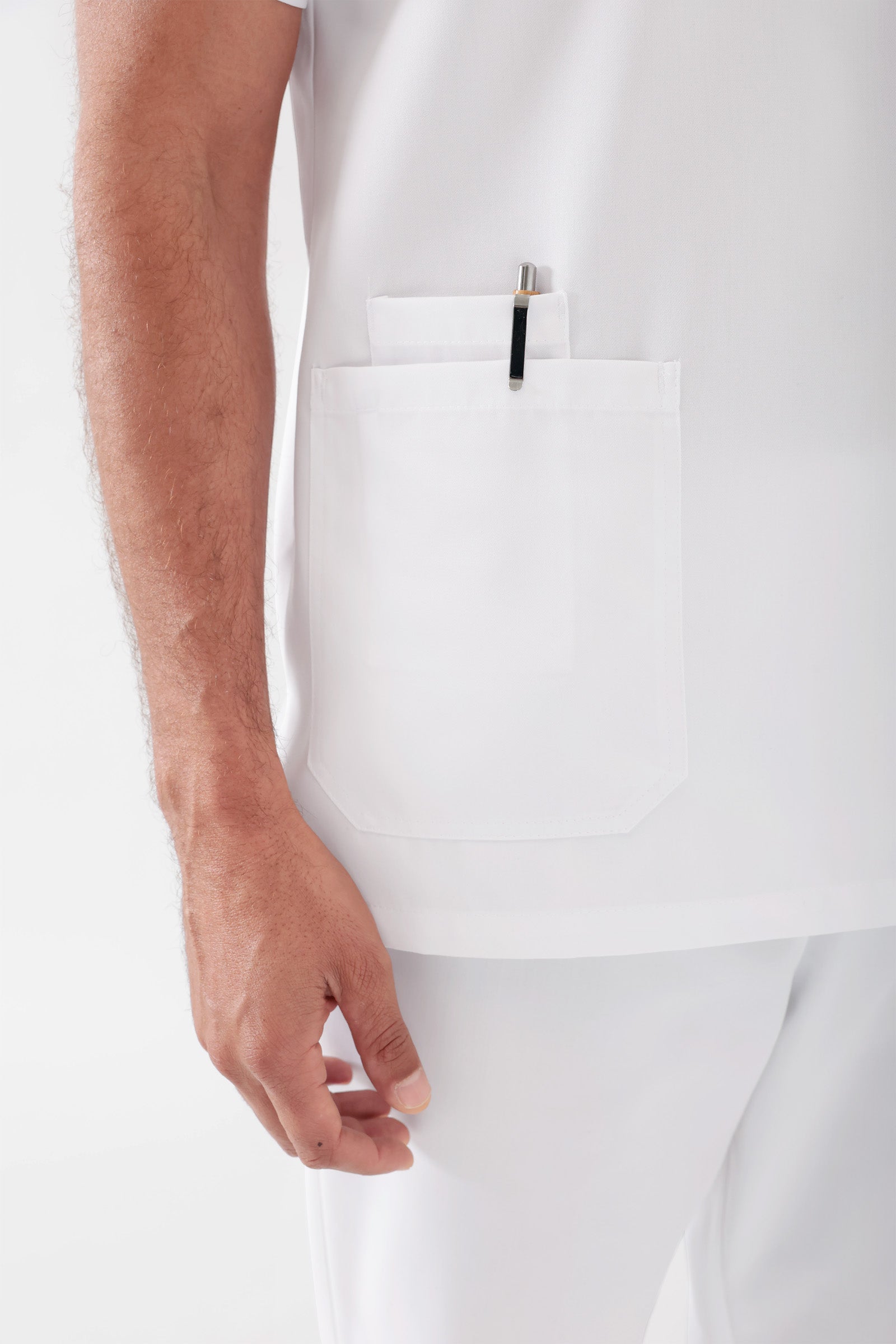 TENCEL™ oversteektuniek heren - V-hals wit