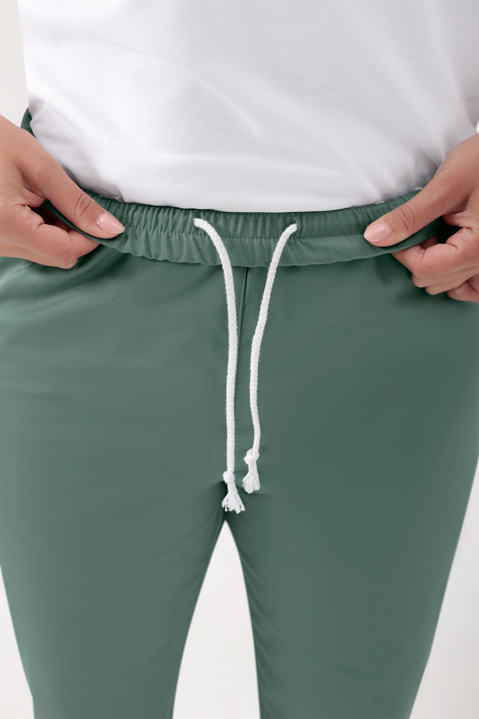 GREEN Stretch broek Unisex - elastische boord donkergroen
