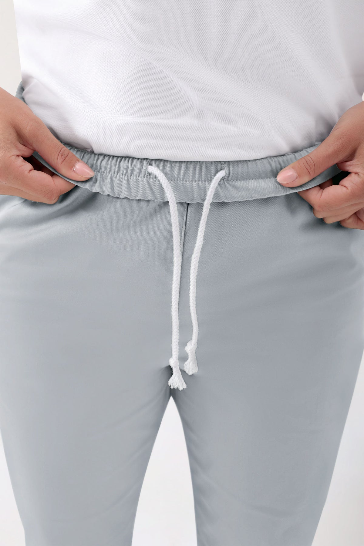 GREEN Stretch broek Unisex - elastische boord parelgrijs