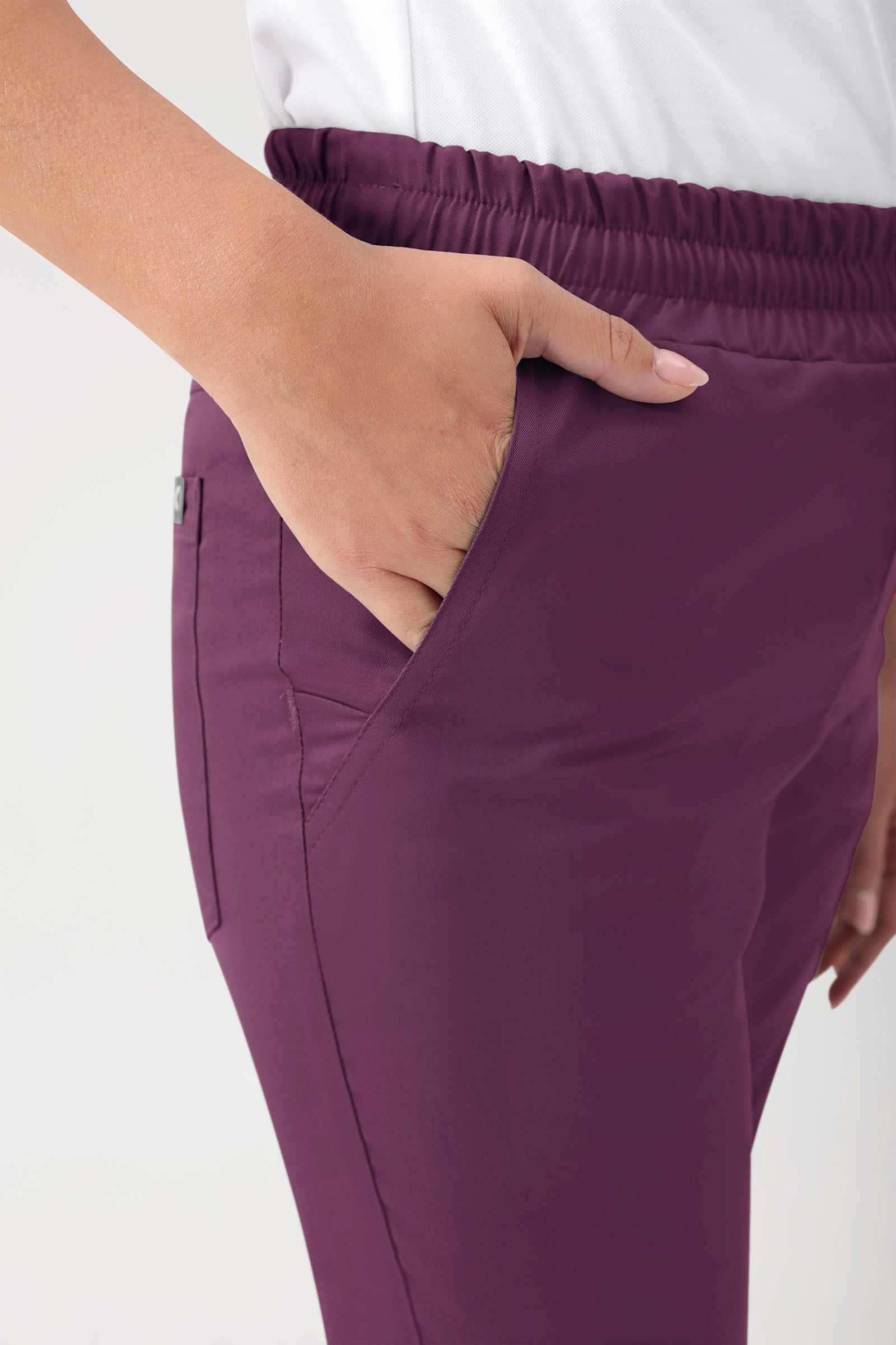 GREEN Stretch broek Unisex - elastische boord pruimen