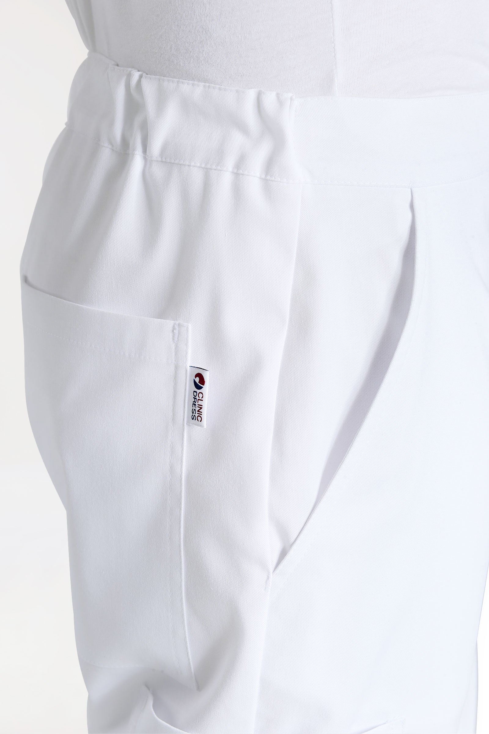 CLINIC STRETCH broek uniseks - met beenzak wit