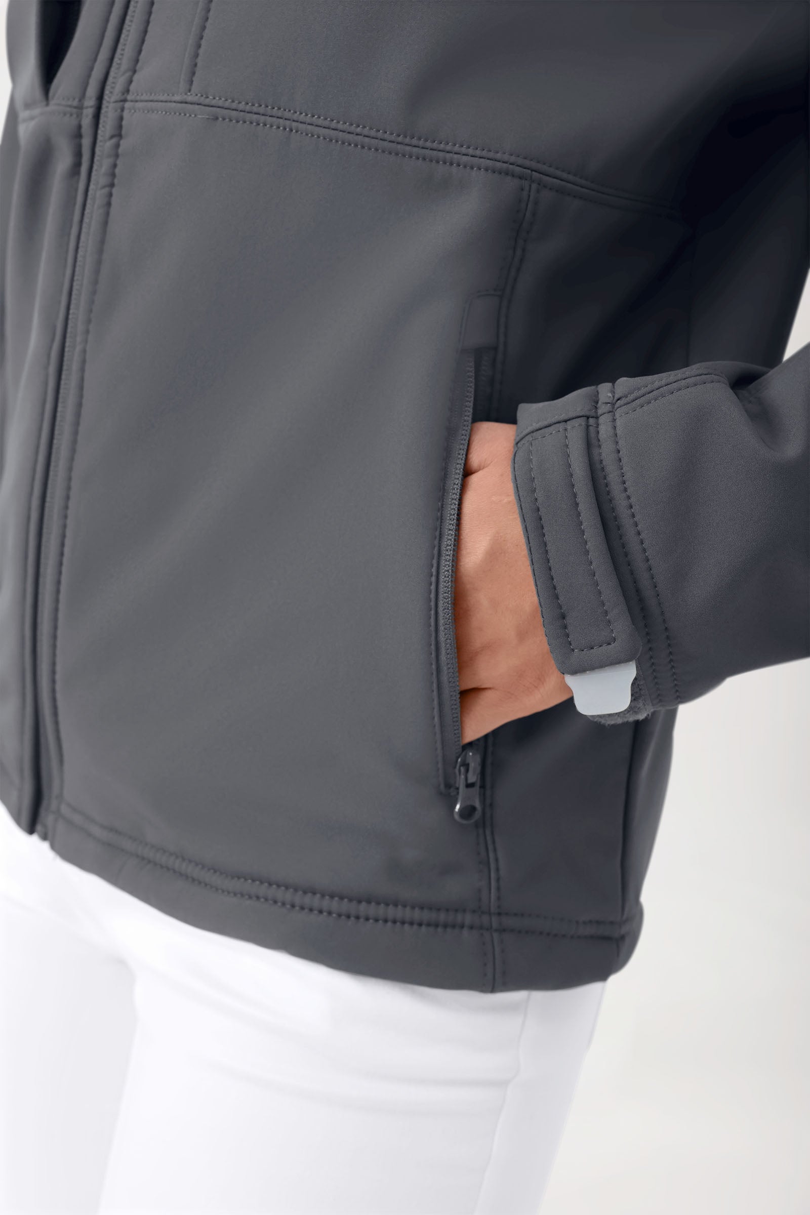 Softshell jassen unisex - met capuchon ertsgrijs