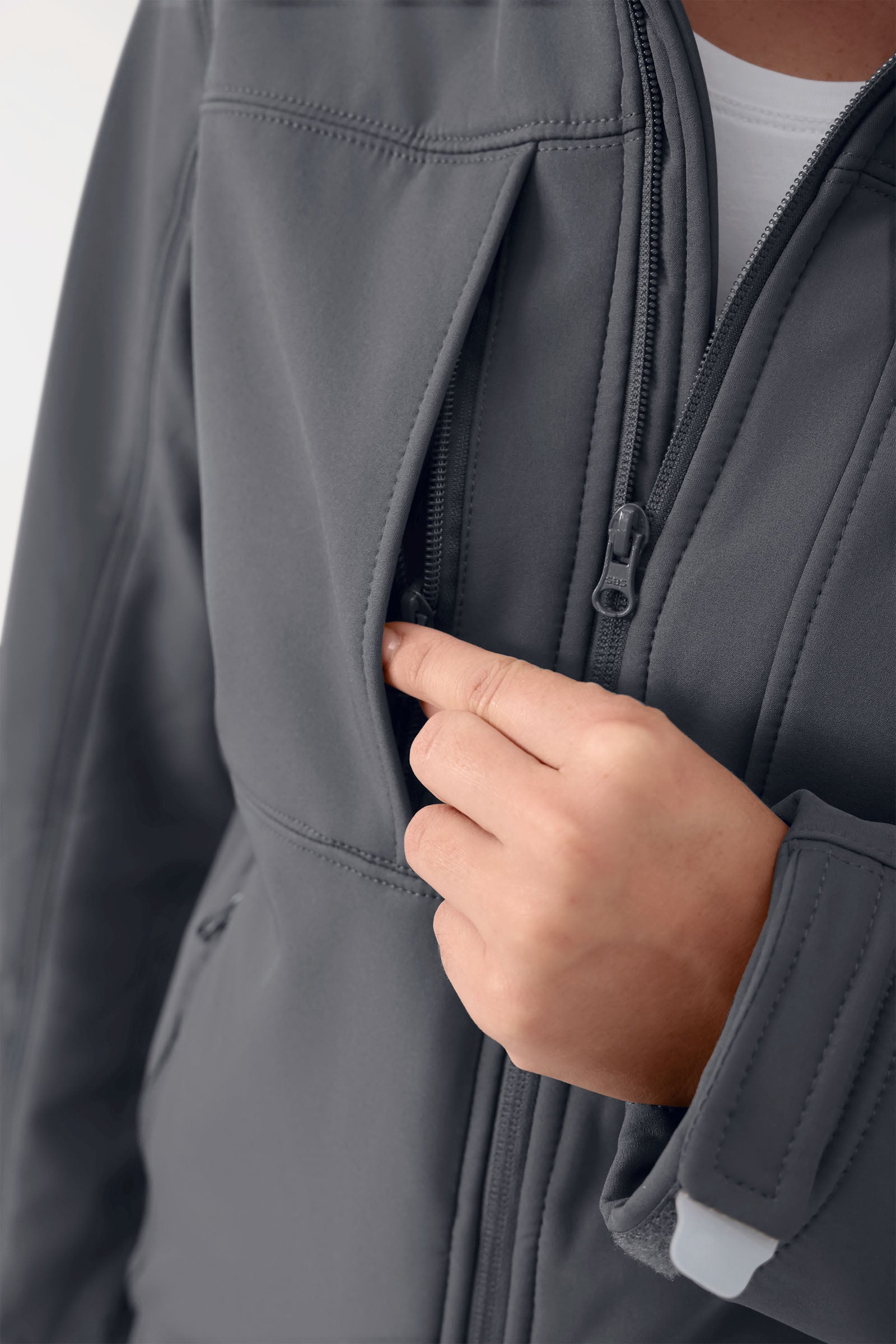 Softshell jassen unisex - met capuchon ertsgrijs