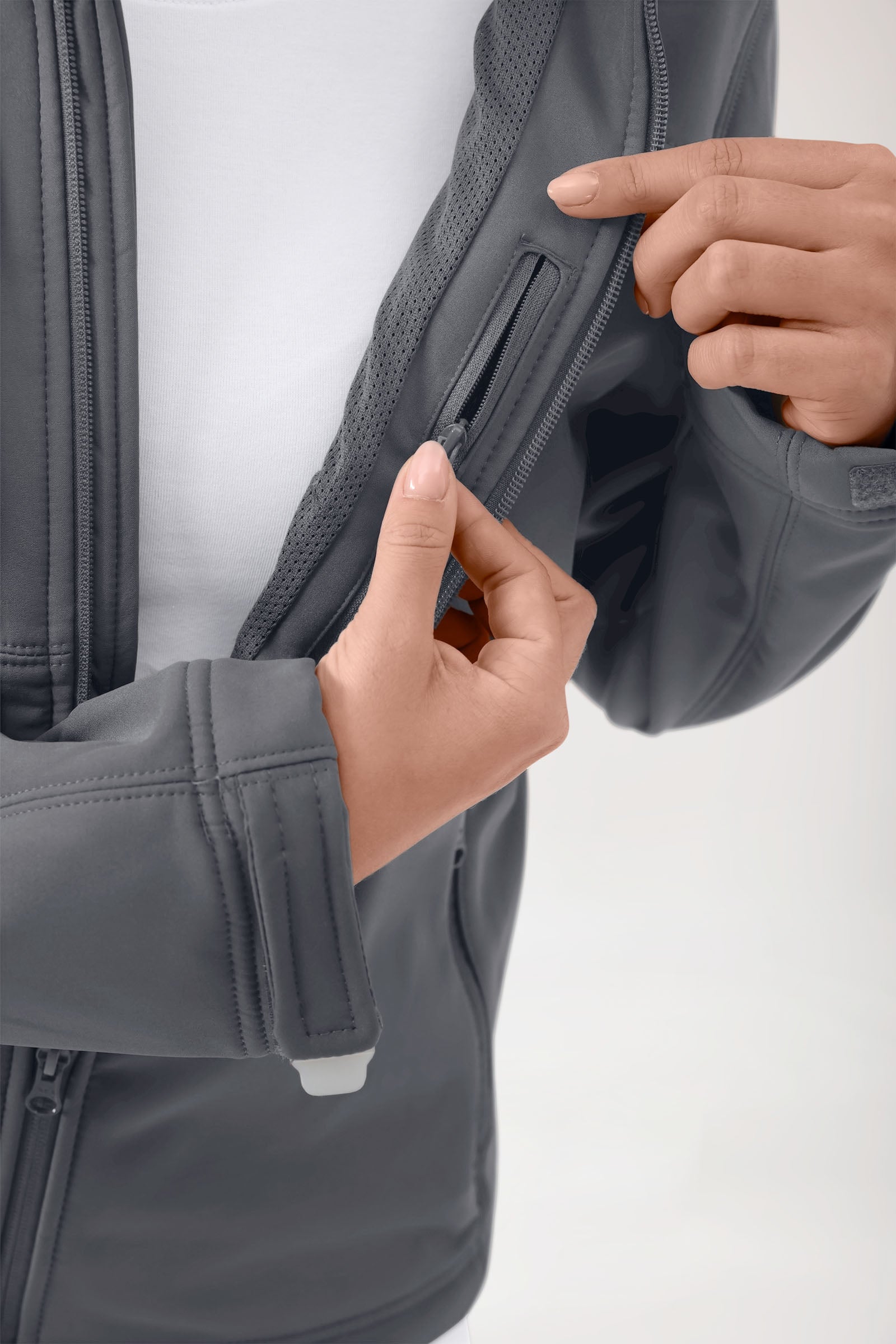Softshell jassen unisex - met capuchon ertsgrijs