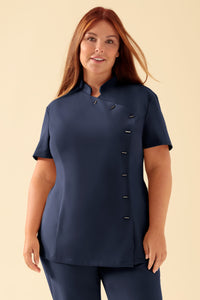 KAERE tuniek dames - asymetrische knoopsluiting navy