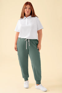 KAERE broek dames - zoom met elastische boord en beenzak donkergroen