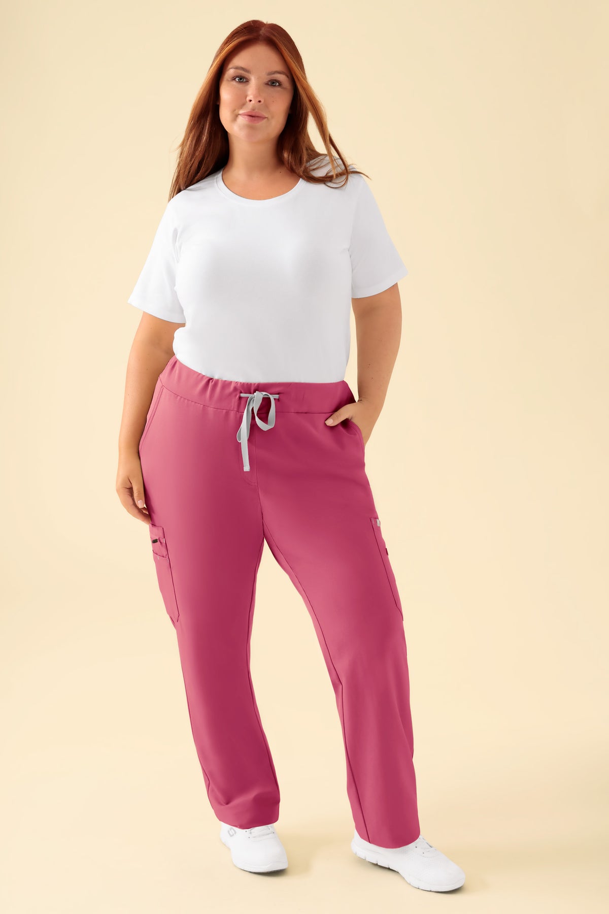 KAERE broek dames - met beenzak oud rose, Voorzijde view Het model is 173 cm lang en draagt maat XL