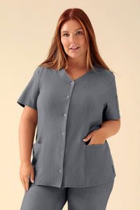 KAERE tuniek dames - drukknoopsluiting donkergrijs melange