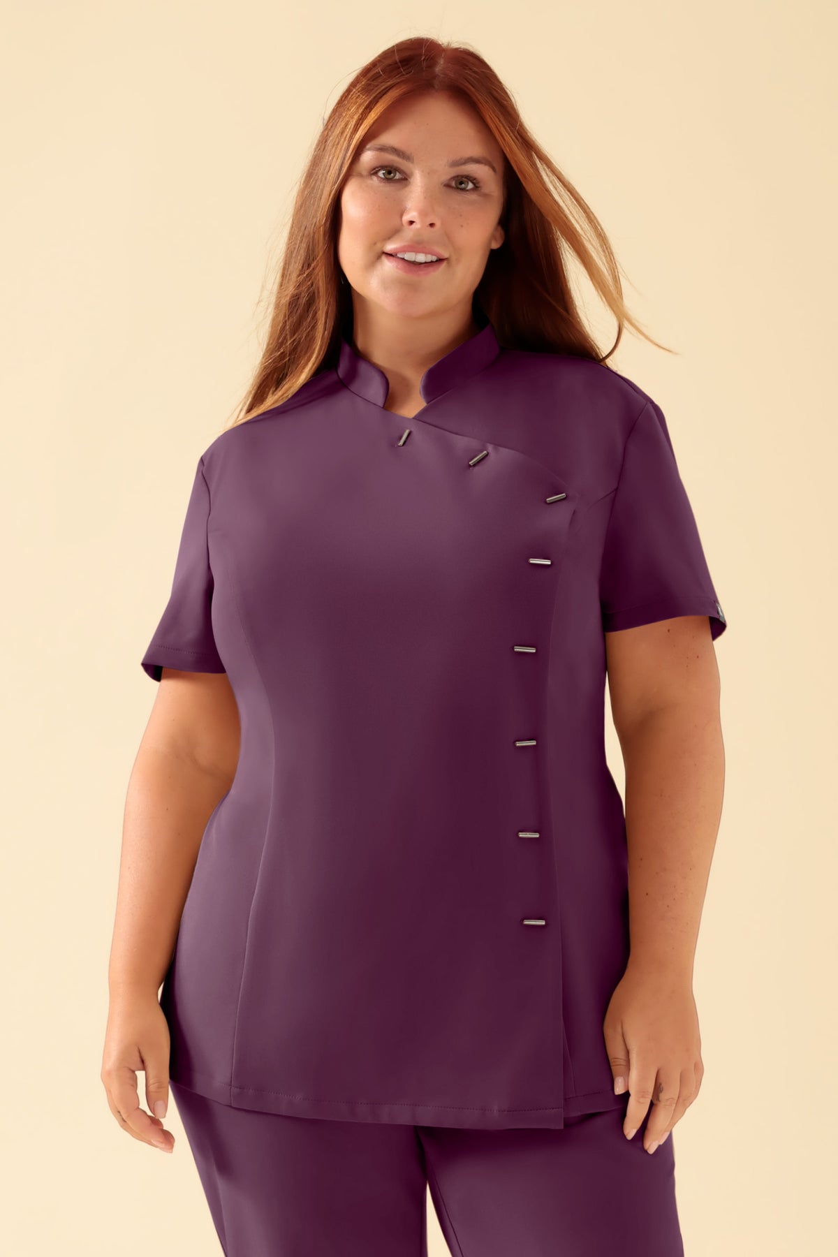 KAERE tuniek dames - asymetrische knoopsluiting pruimen