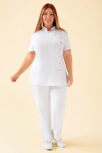 KAERE tuniek dames - asymetrische knoopsluiting wit