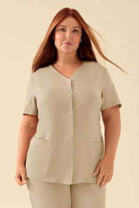 KAERE tuniek dames - drukknoopsluiting zand