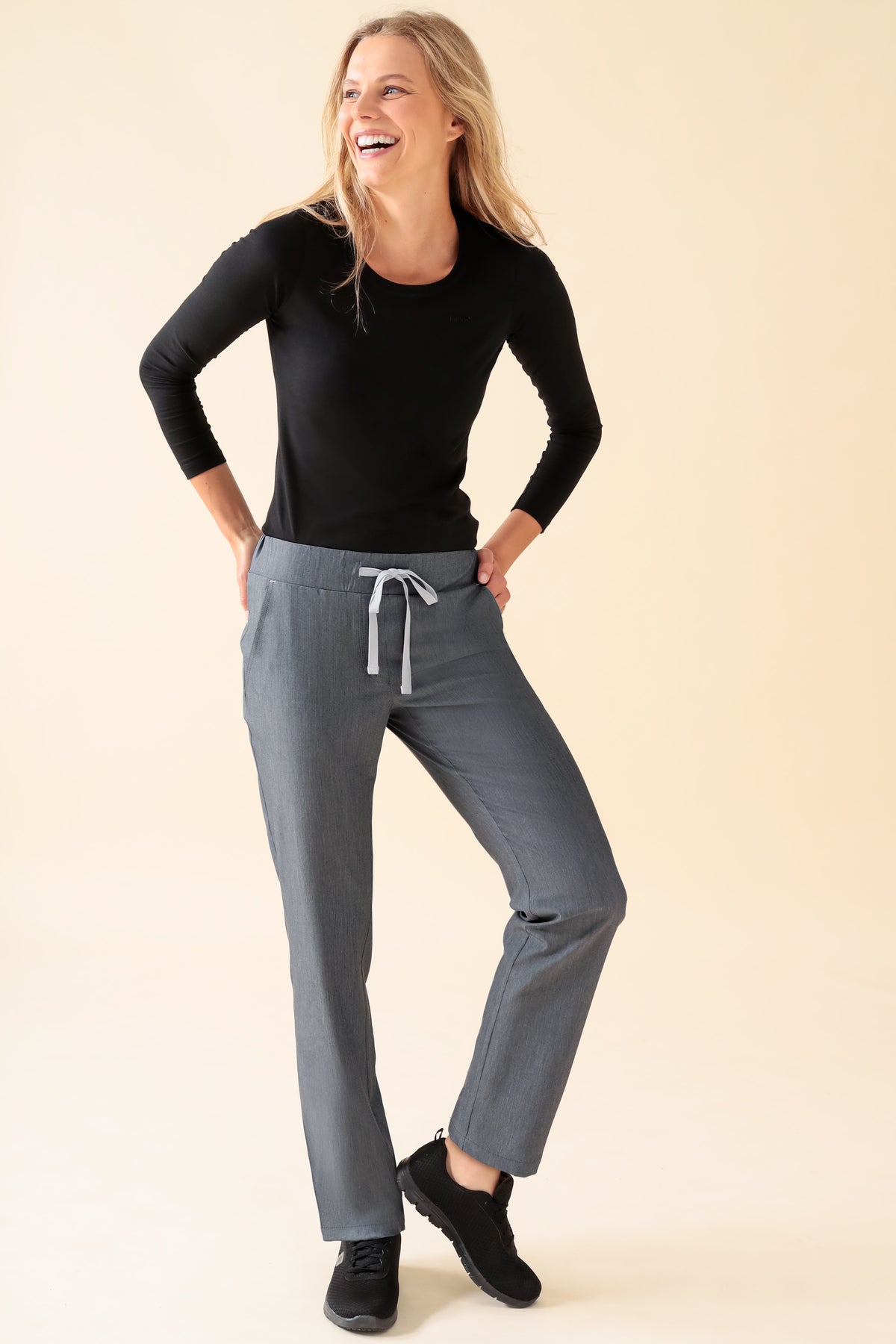 KAERE broek dames - zonder beenzak grijs melange, Voorzijde view 
