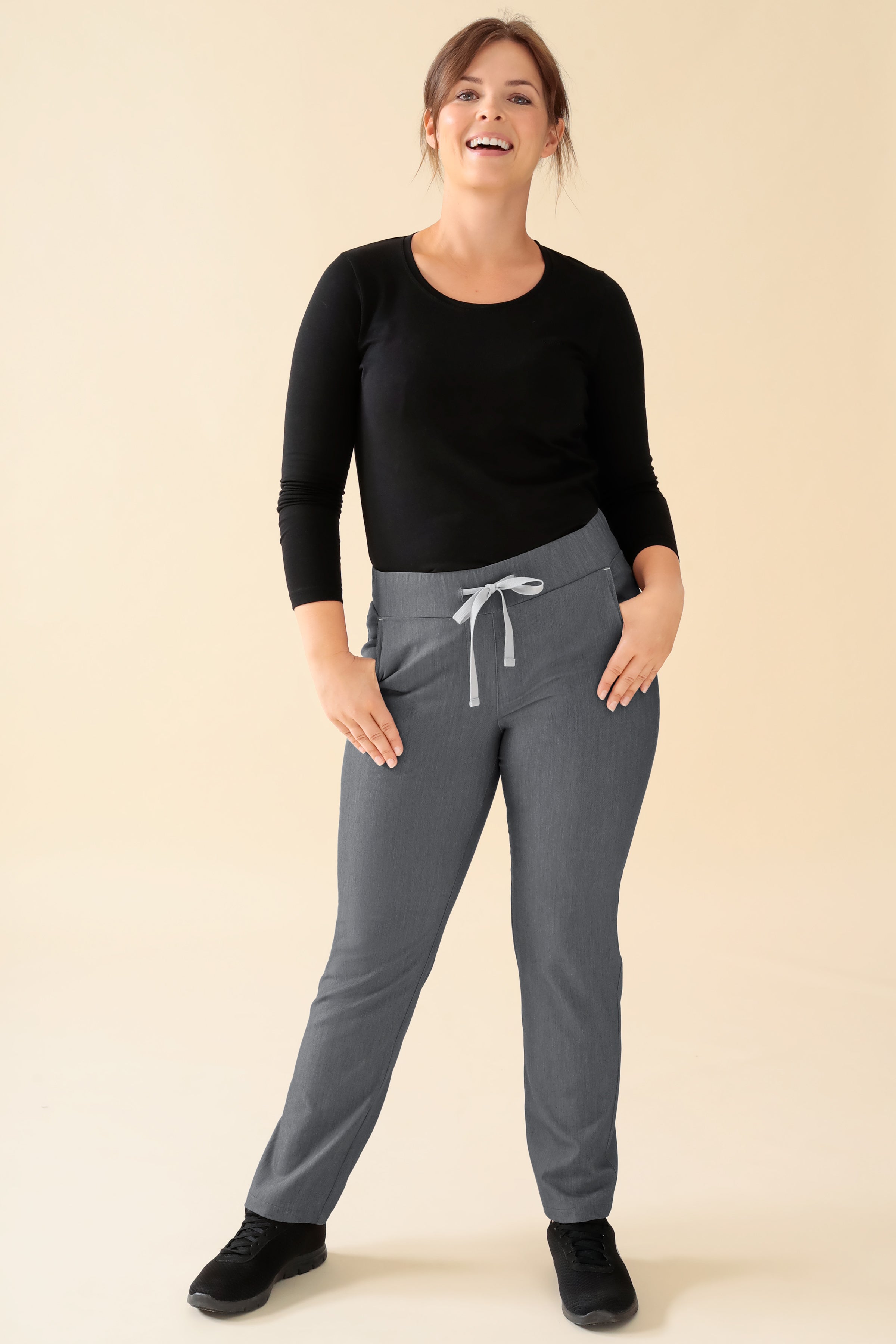 KAERE broek dames - korte maat zonder beenzak grijs melange