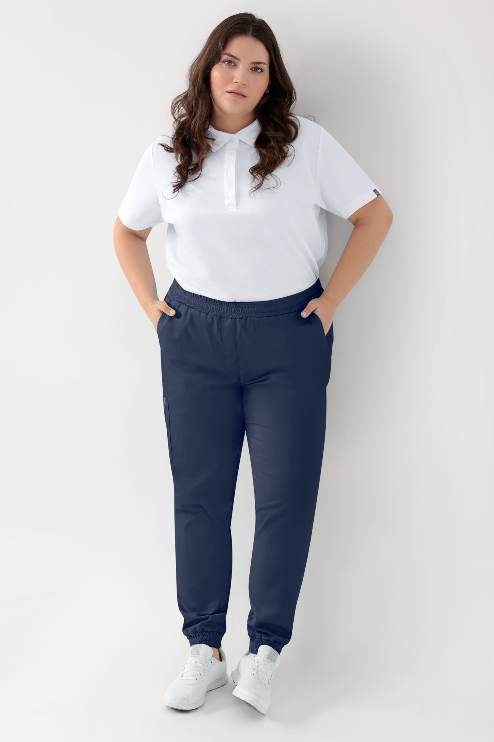 GREEN Stretch broek dames - joggingbroek style navy, Voorzijde view 