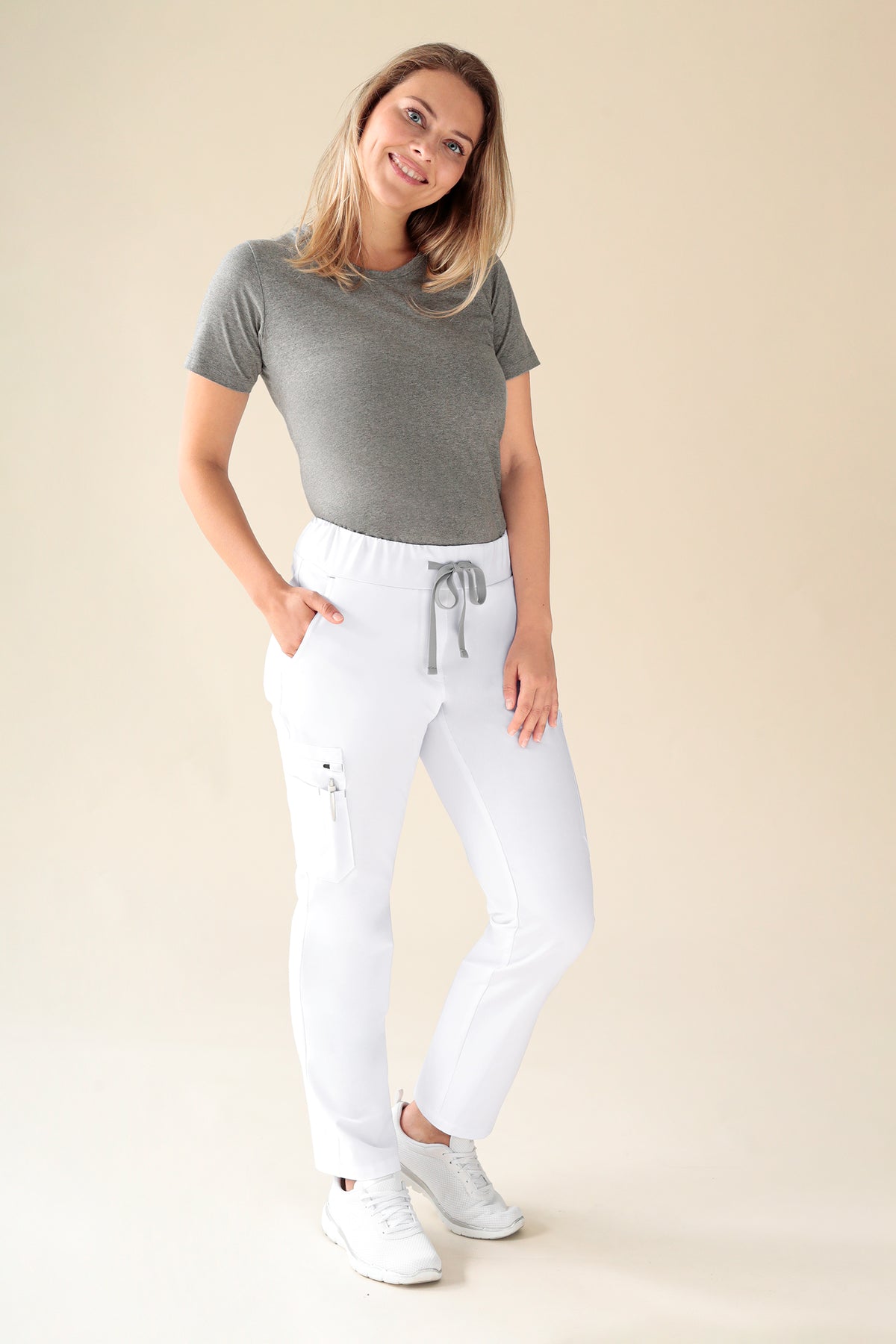 KAERE broek dames - korte maat met beenzak wit, Voorzijde view 