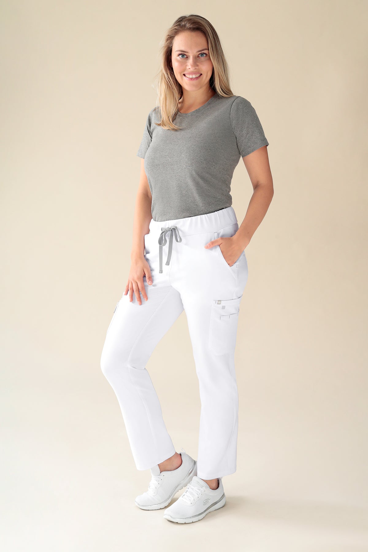 KAERE broek dames - korte maat met beenzak wit, Voorzijde view 