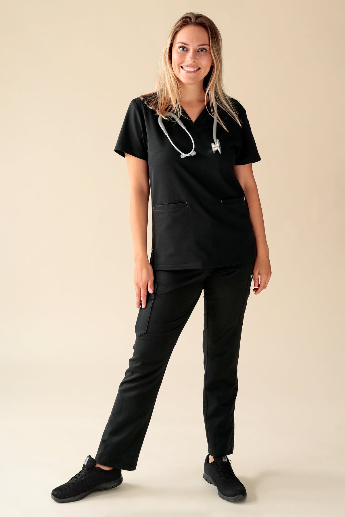 KAERE broek dames - korte maat met beenzak zwart, Voorzijde view 